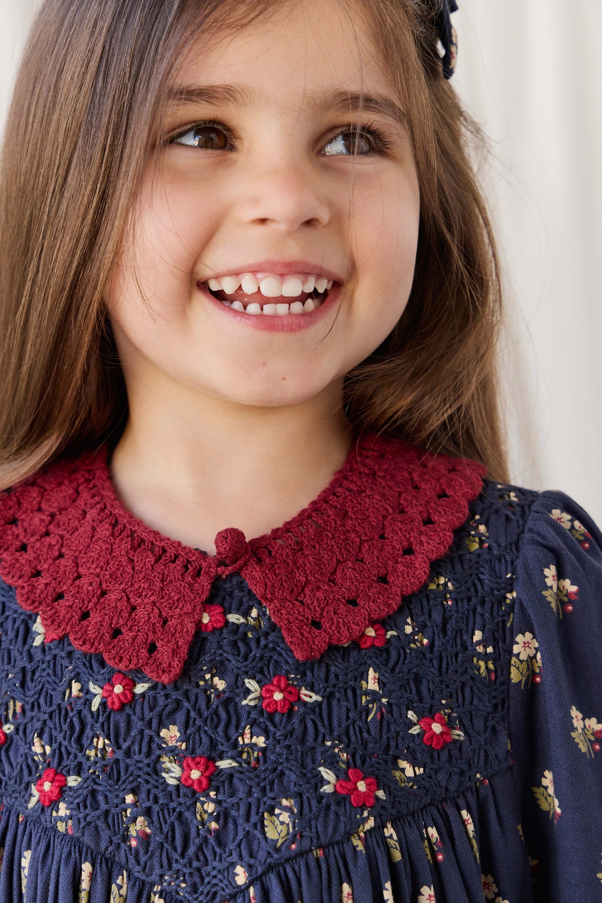 Jovie Knit Collar - Josephine Embroidery Vintage Cherry Childrens Scarf from Jamie Kay NZ