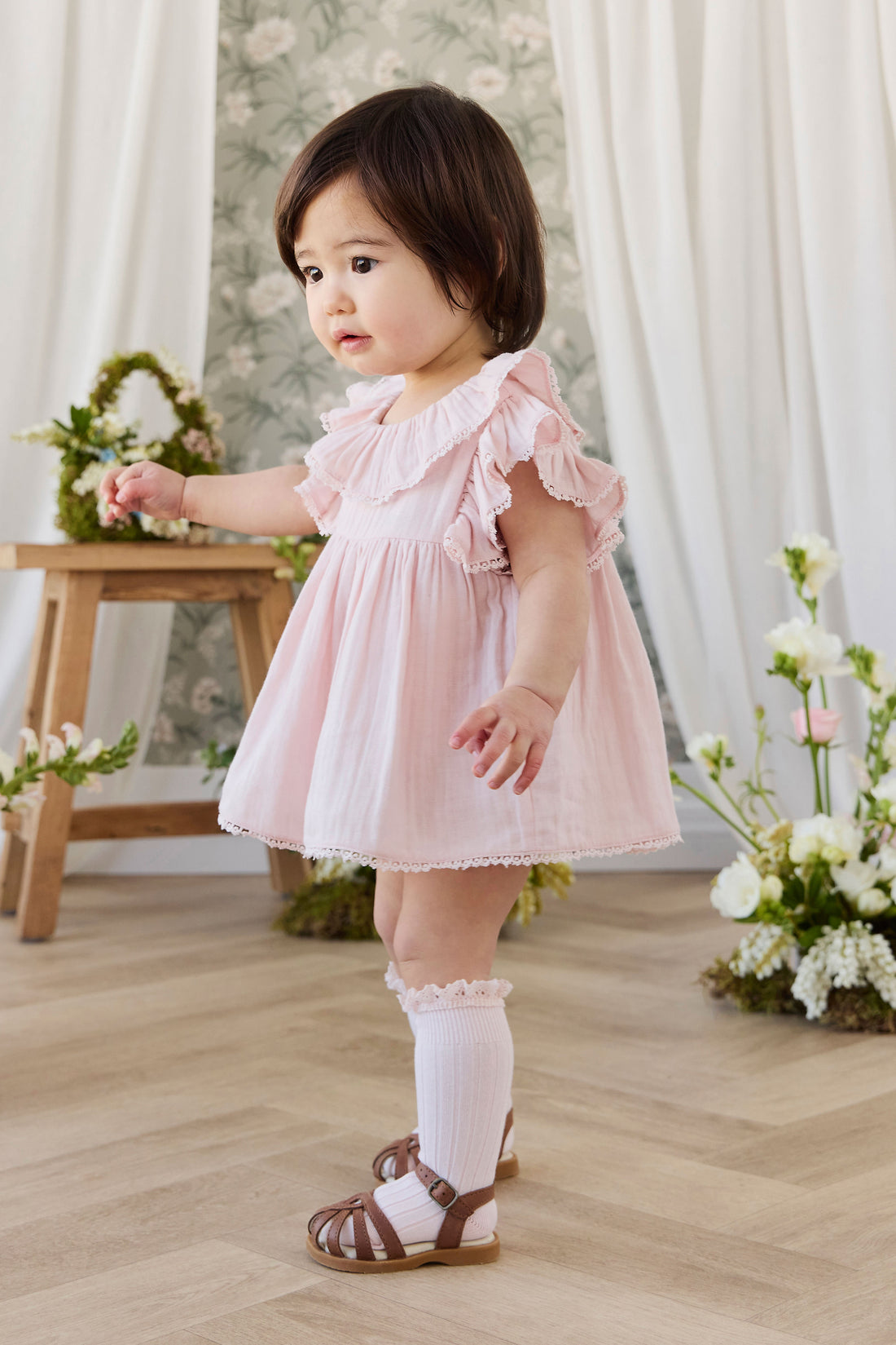 Organic Cotton Muslin Frannie Playsuit - Cotton Candy Childrens Playsuit from Jamie Kay NZ