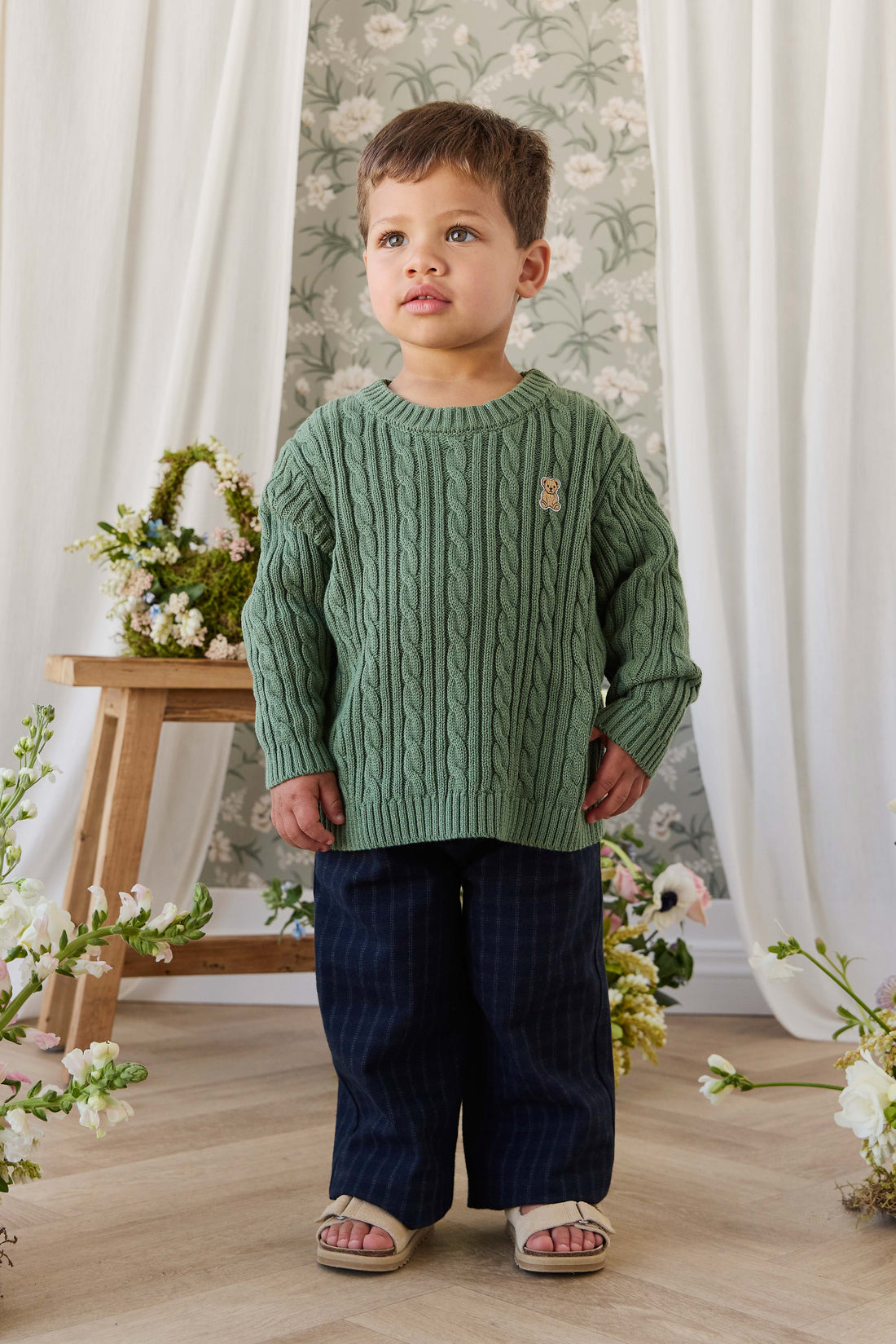 Richard Knit Jumper - Dark Jade Childrens Jumper from Jamie Kay NZ