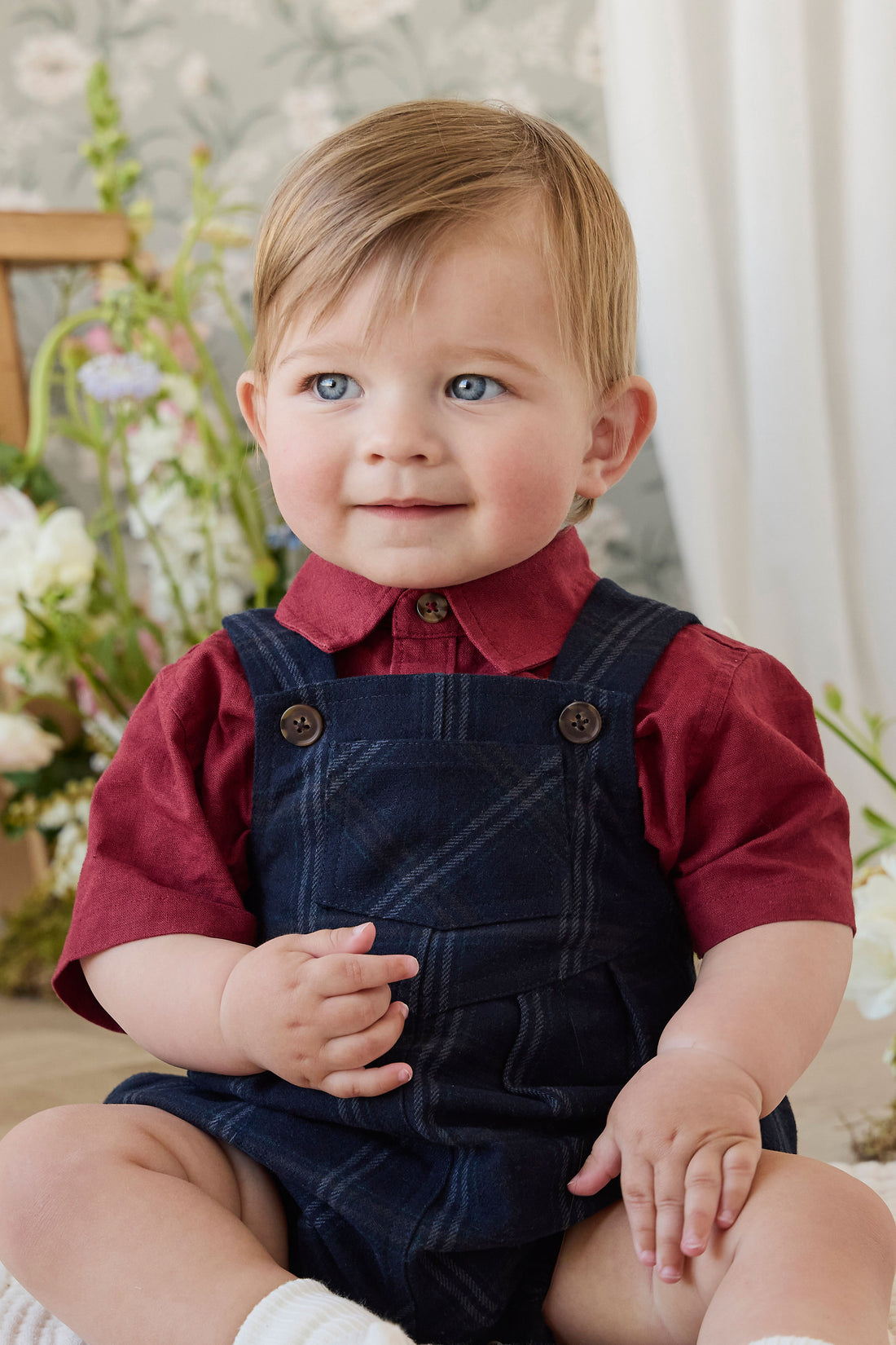 Linen Wendell Shirt - Cherry Childrens Top from Jamie Kay NZ