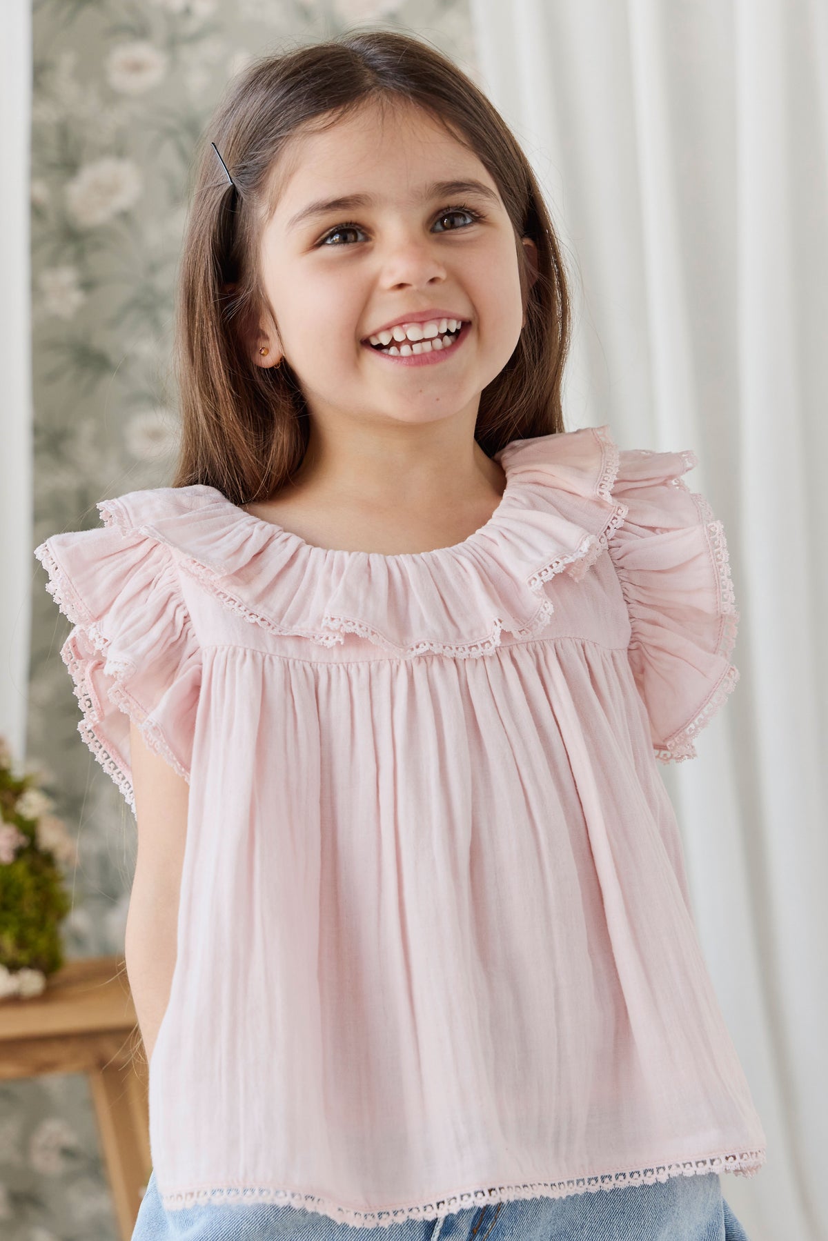 Organic Cotton Muslin Banks Blouse - Cotton Candy Childrens Top from Jamie Kay NZ