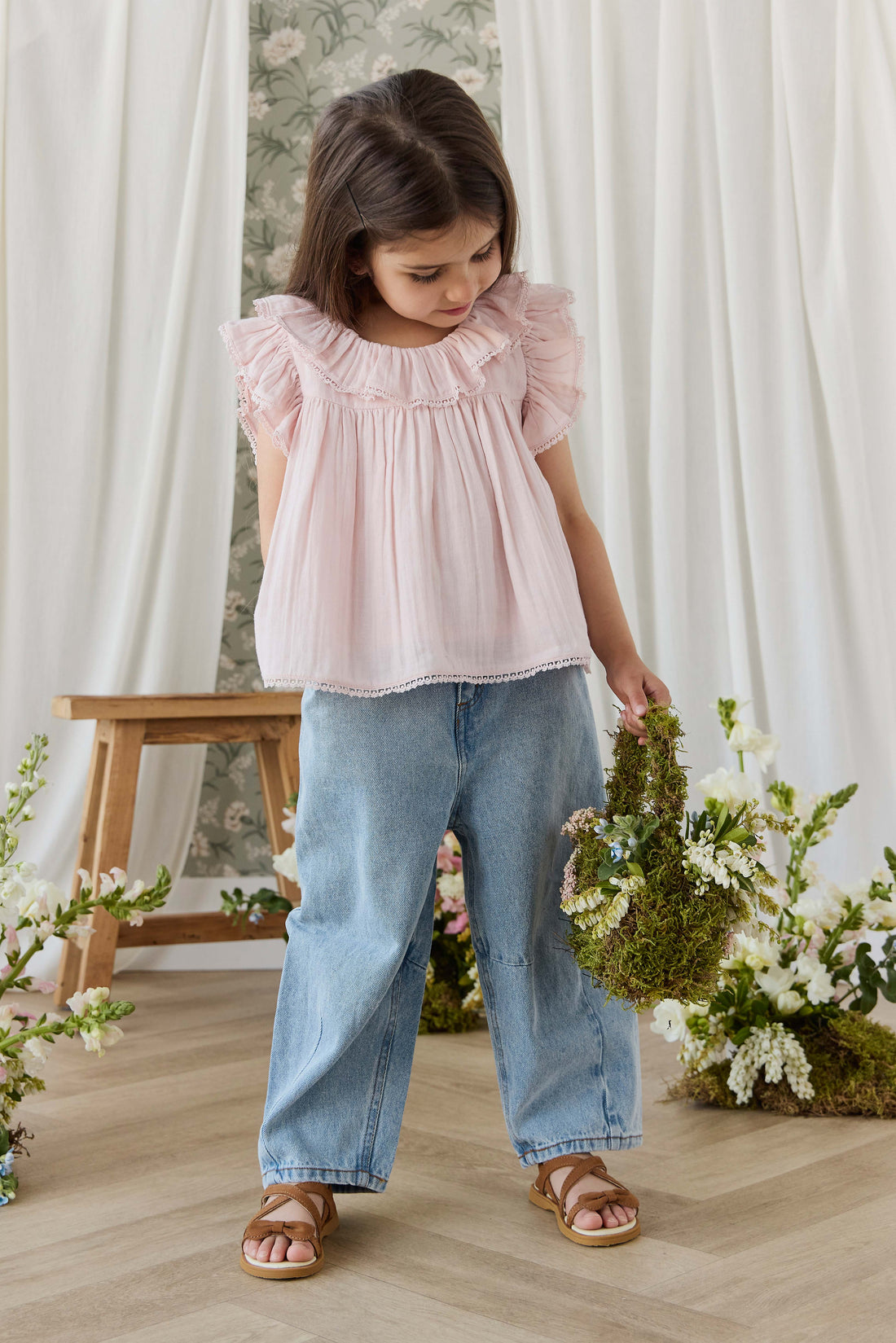 Organic Cotton Muslin Banks Blouse - Cotton Candy Childrens Top from Jamie Kay NZ