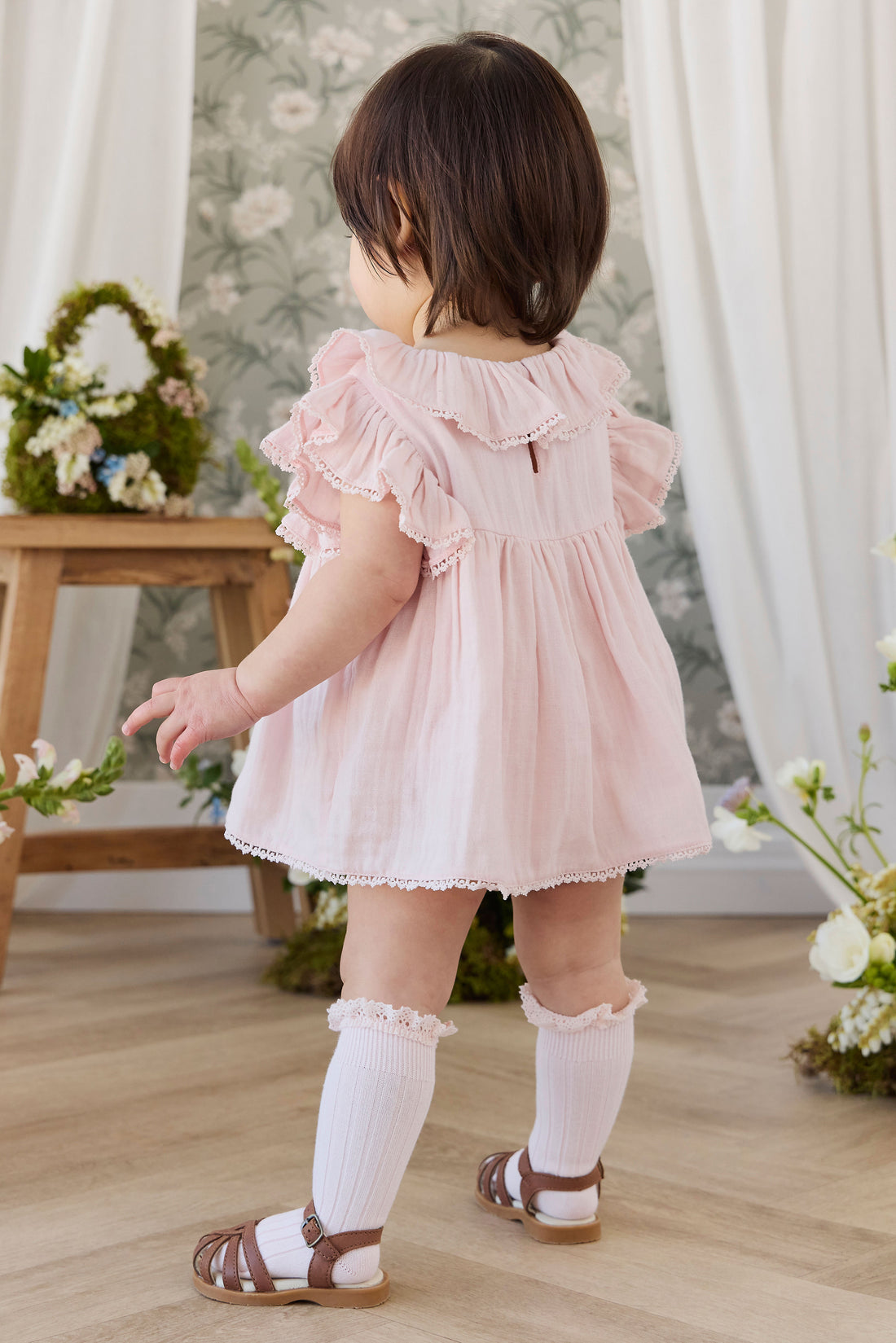Organic Cotton Muslin Frannie Playsuit - Cotton Candy Childrens Playsuit from Jamie Kay NZ
