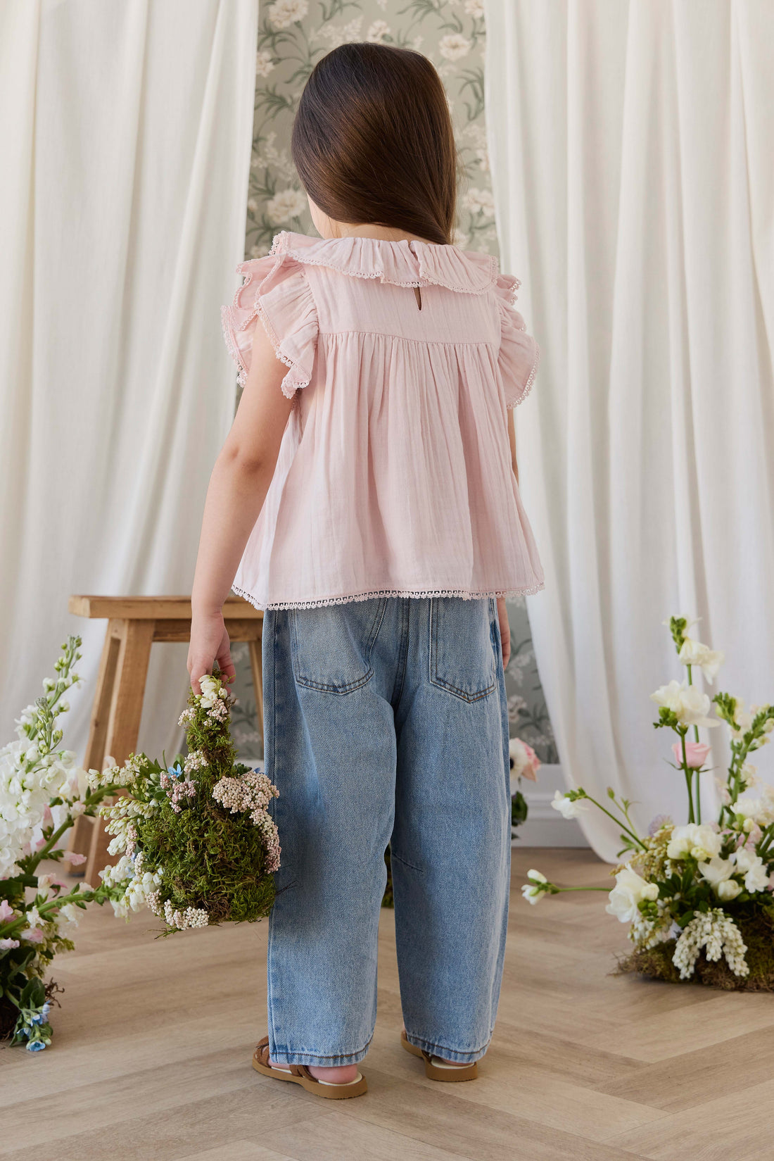 Organic Cotton Muslin Banks Blouse - Cotton Candy Childrens Top from Jamie Kay NZ
