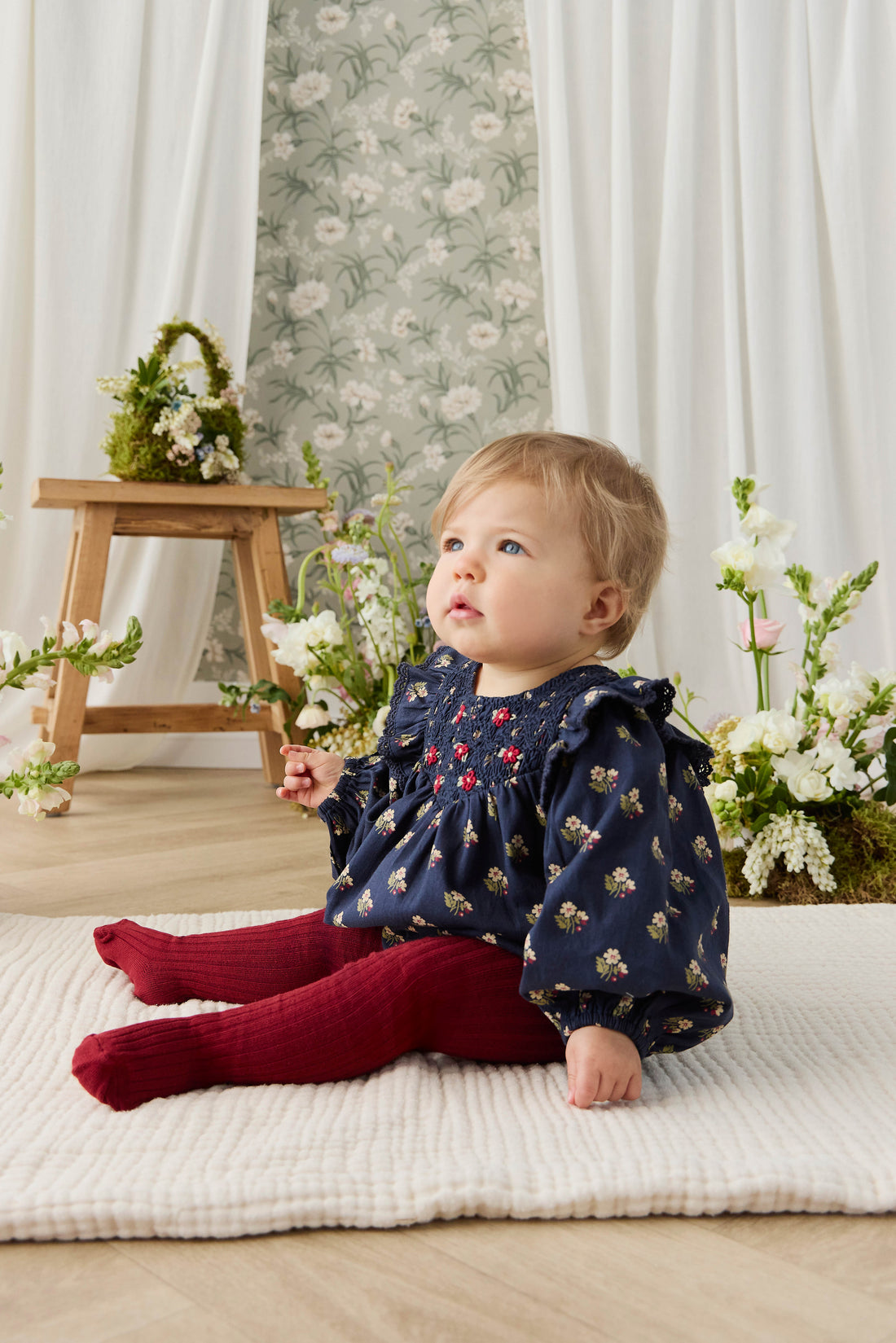 Ribbed Tight - Cherry Childrens Tights from Jamie Kay NZ