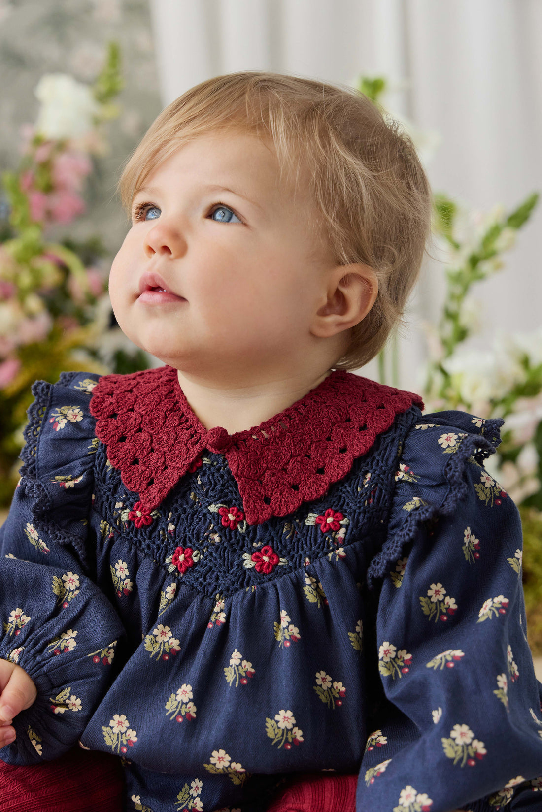 Jovie Knit Collar - Josephine Embroidery Vintage Cherry Childrens Scarf from Jamie Kay NZ
