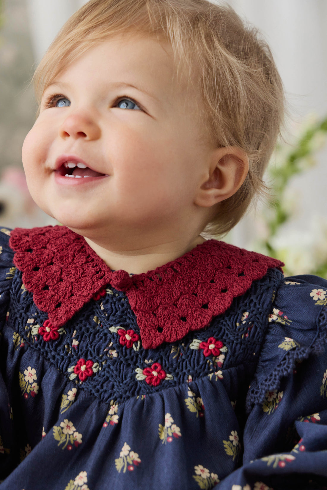 Jovie Knit Collar - Josephine Embroidery Vintage Cherry Childrens Scarf from Jamie Kay NZ