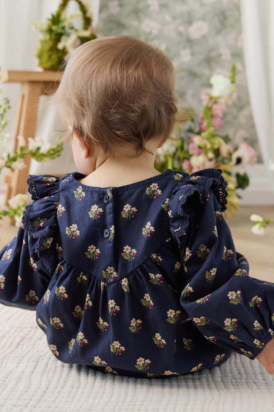 Organic Cotton Jovie Playsuit - Elsa Navy Childrens Playsuit from Jamie Kay NZ