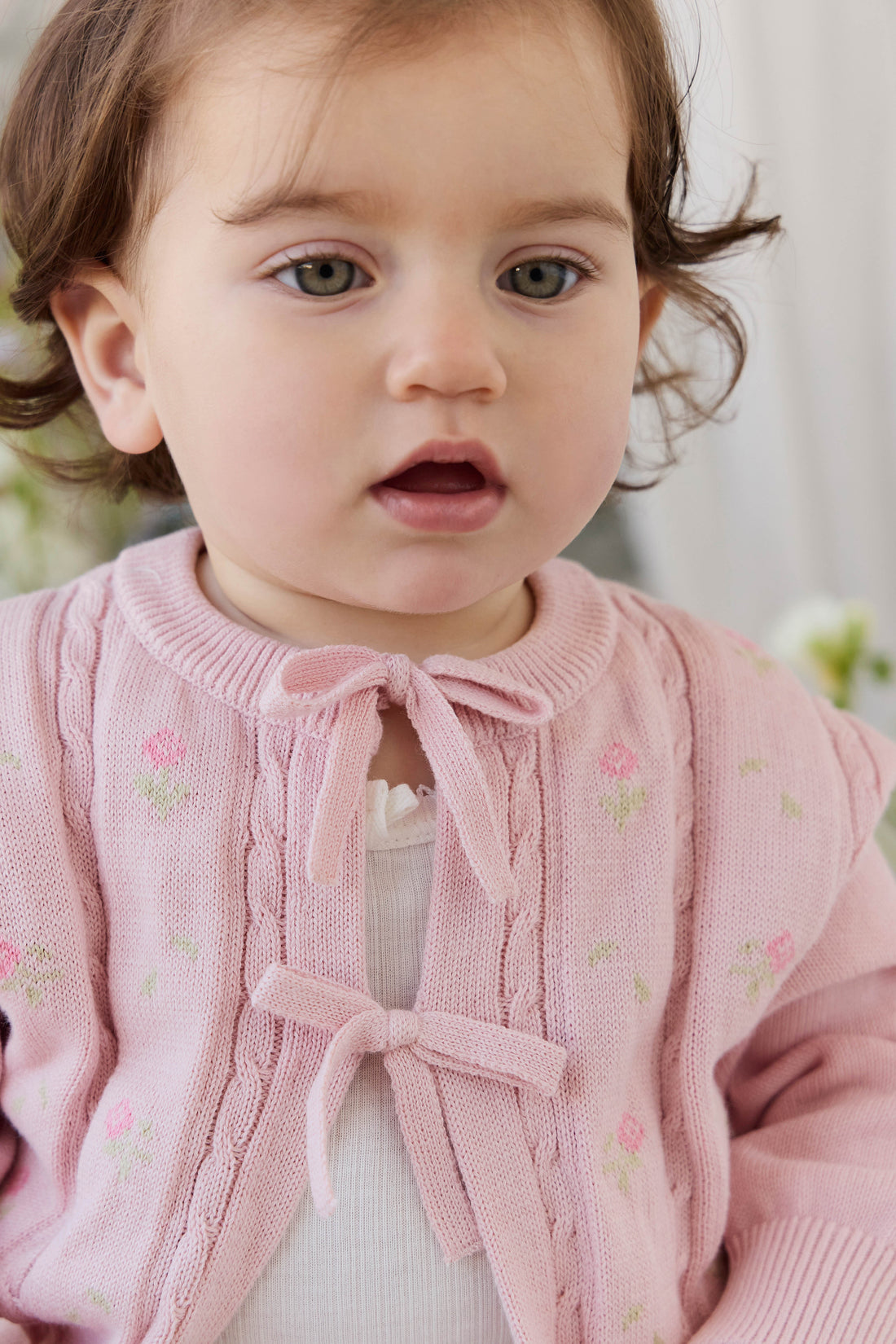 Anabella Knitted Cardigan - Annabella Jacquard Trinket Childrens Cardigan from Jamie Kay NZ