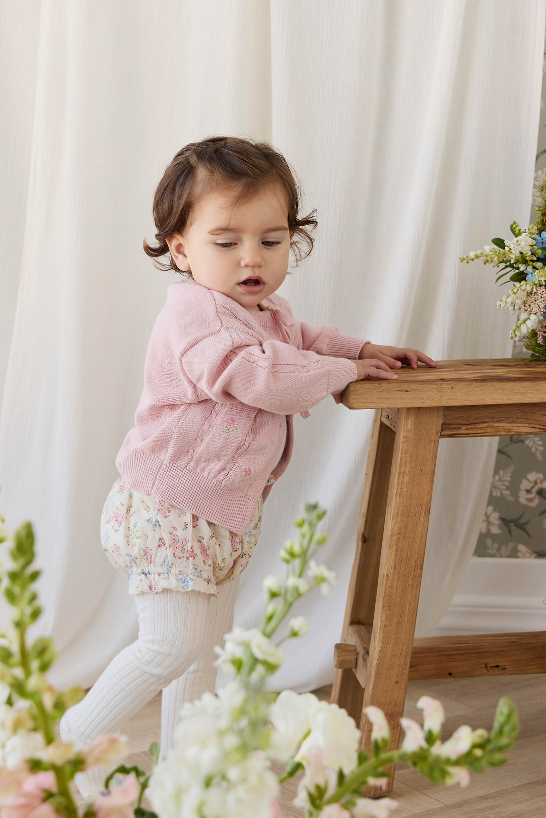 Organic Cotton Marlene Bloomer - Morgan Vanilla Childrens Bloomer from Jamie Kay NZ