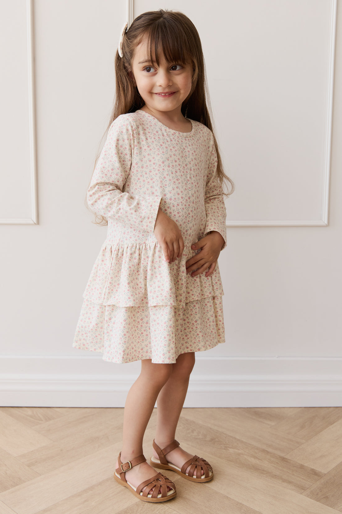 Organic Cotton Fayette Dress - Posy Garden Pink Childrens Dress from Jamie Kay NZ