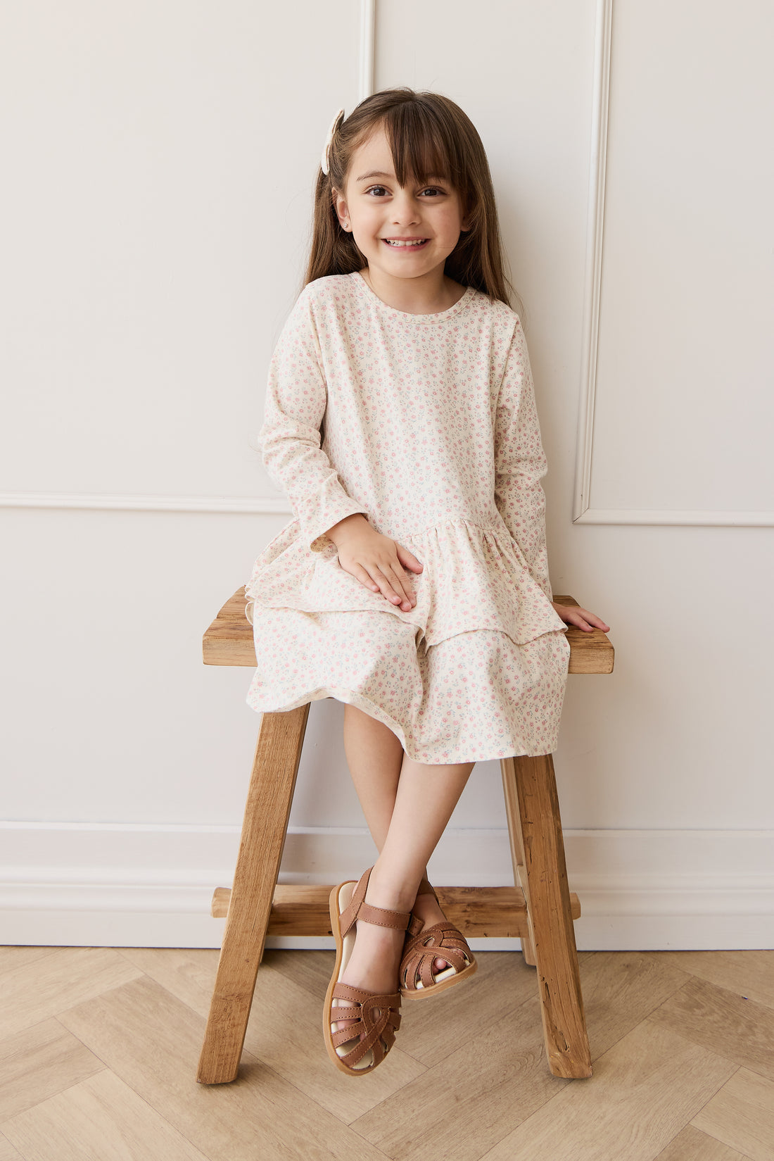 Organic Cotton Fayette Dress - Posy Garden Pink Childrens Dress from Jamie Kay NZ