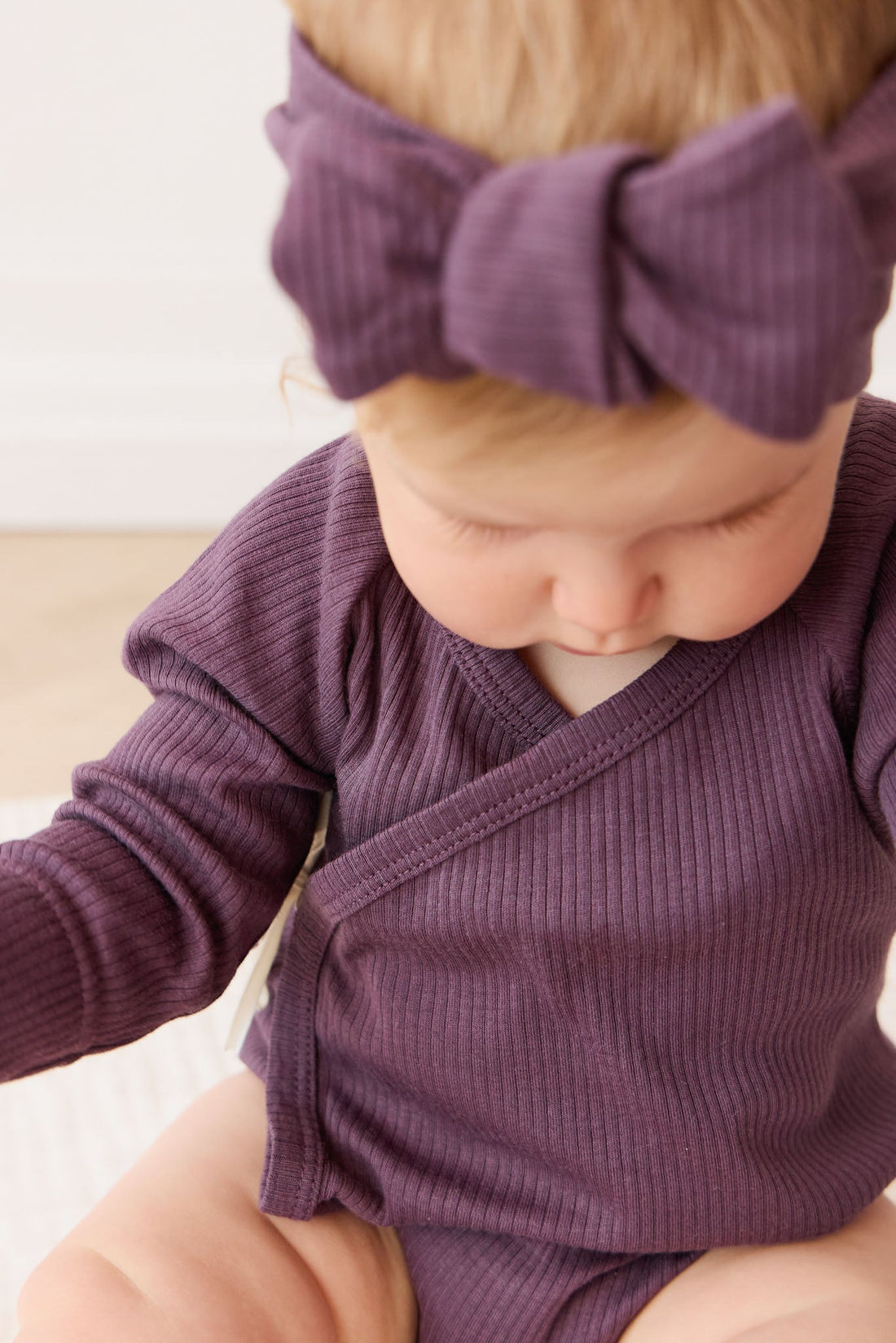 Organic Cotton Modal Marina Long Sleeve Bodysuit - Blackberry Childrens Bodysuit from Jamie Kay NZ