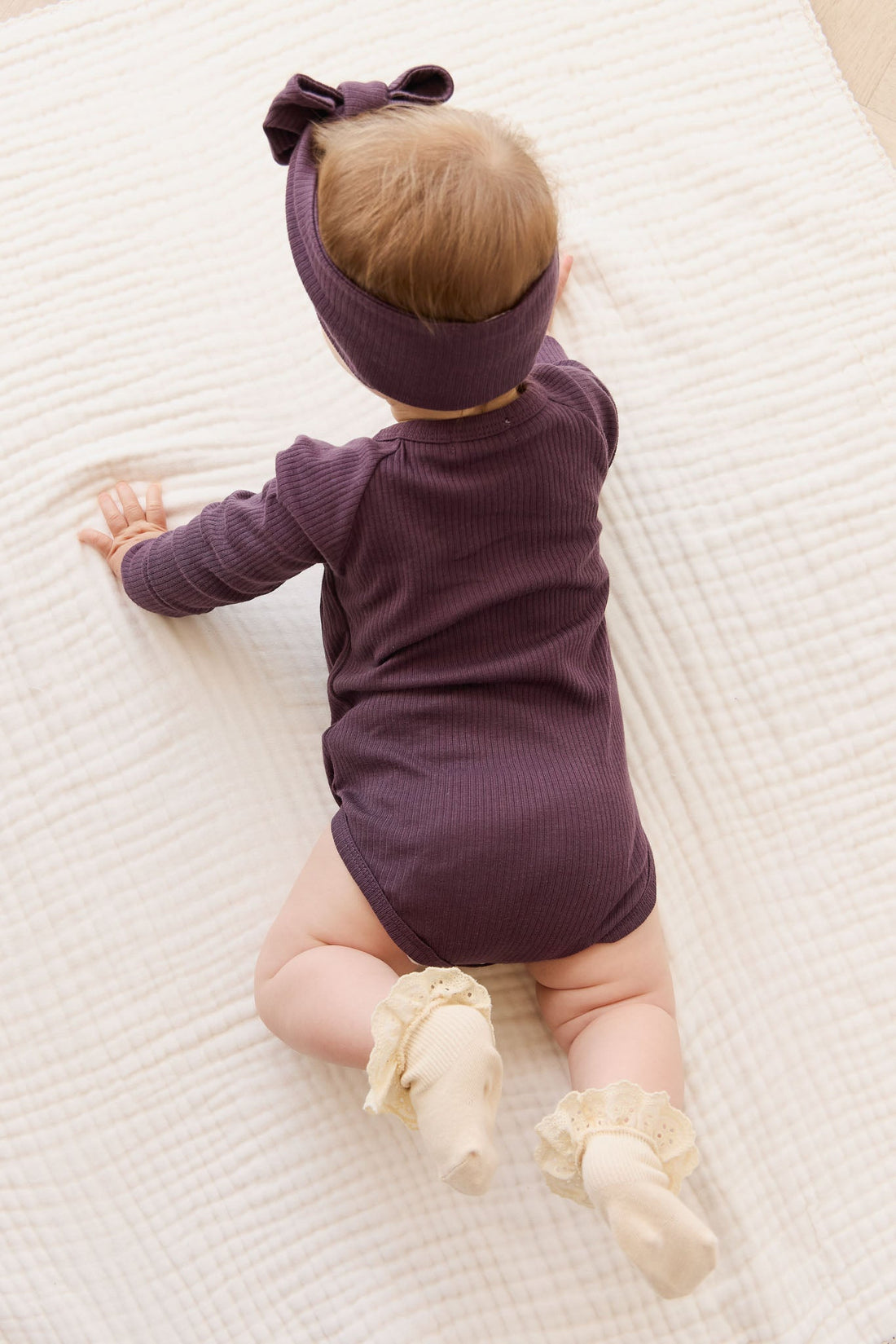 Organic Cotton Modal Marina Long Sleeve Bodysuit - Blackberry Childrens Bodysuit from Jamie Kay NZ