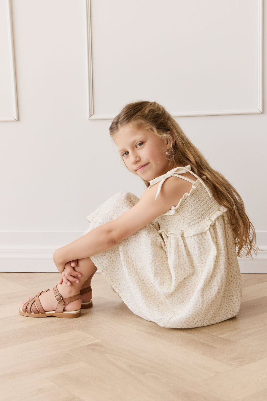 Organic Cotton Muslin Cleo Dress - Pippa Pink Childrens Dress from Jamie Kay NZ