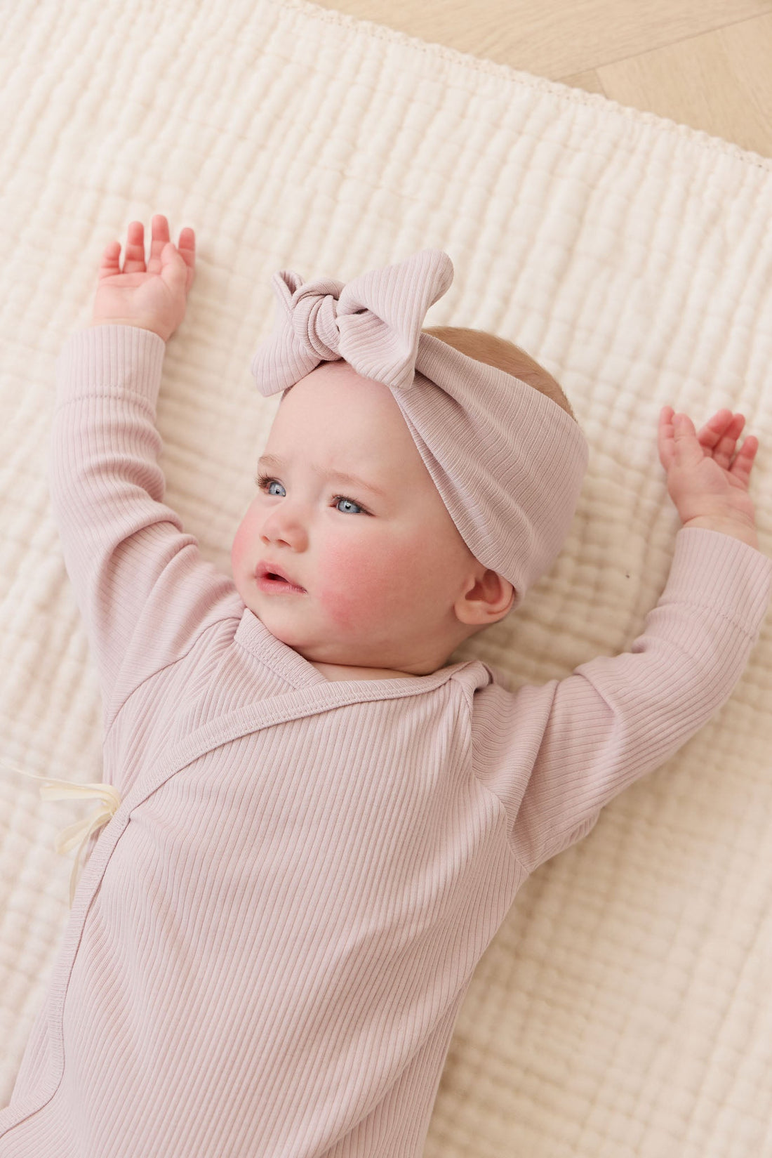 Organic Cotton Modal Marina Long Sleeve Bodysuit - Violet Tint Childrens Bodysuit from Jamie Kay NZ