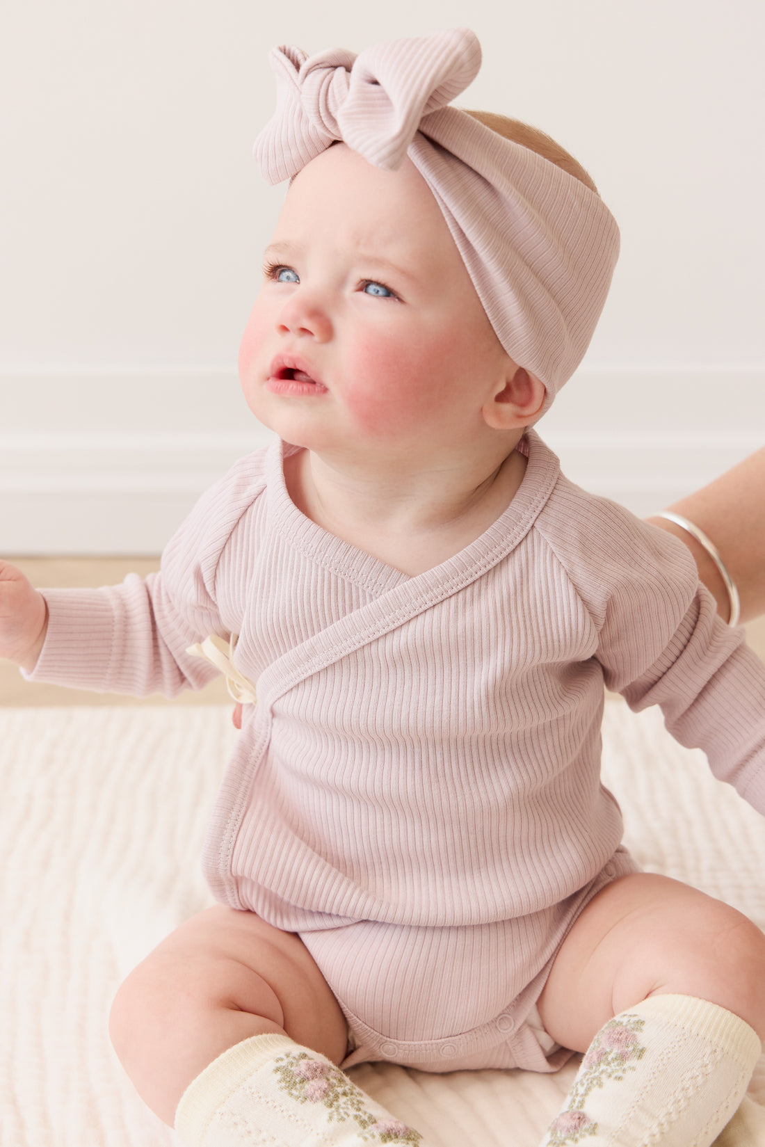Organic Cotton Modal Marina Long Sleeve Bodysuit - Violet Tint Childrens Bodysuit from Jamie Kay NZ