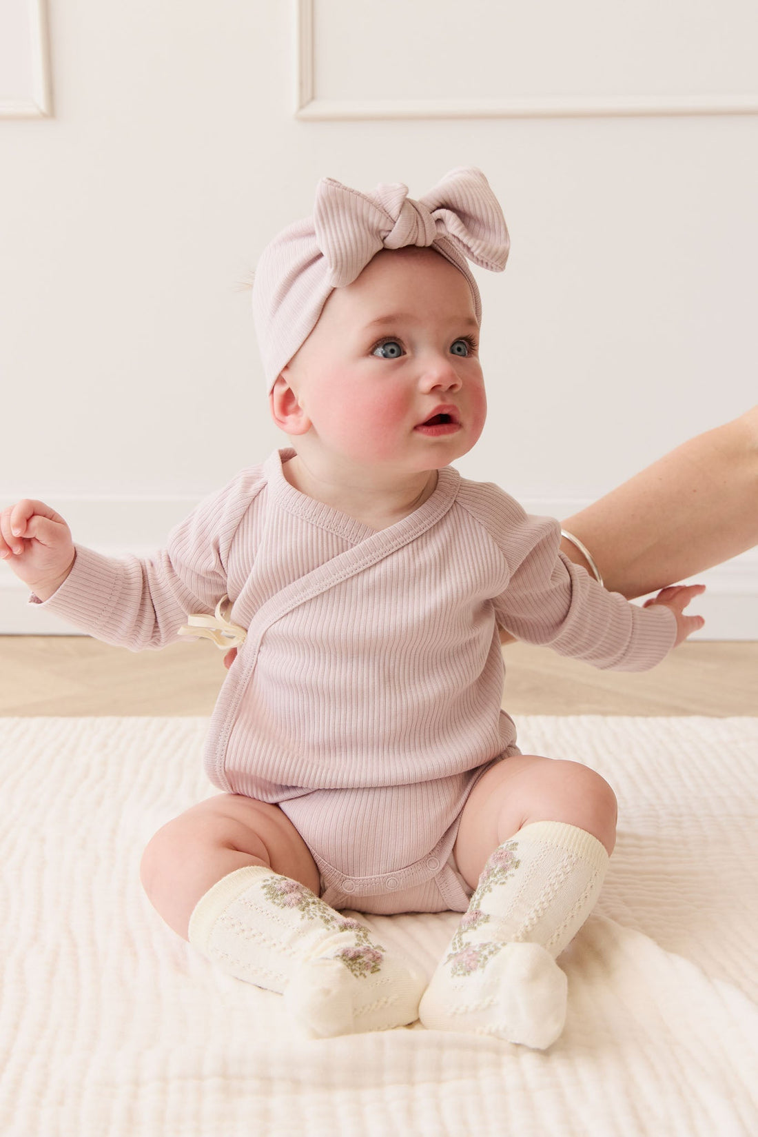 Organic Cotton Modal Marina Long Sleeve Bodysuit - Violet Tint Childrens Bodysuit from Jamie Kay NZ