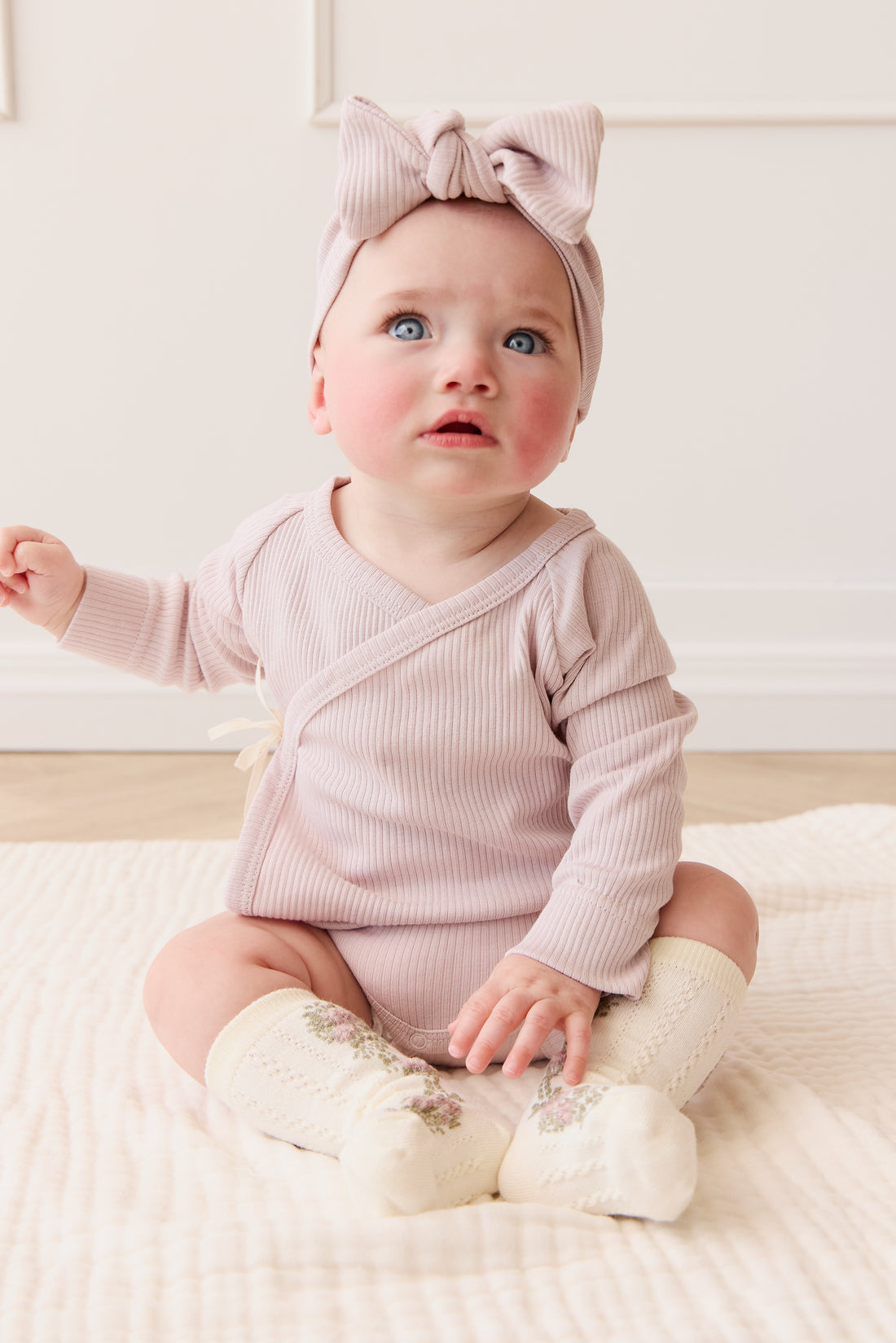 Organic Cotton Modal Marina Long Sleeve Bodysuit - Violet Tint Childrens Bodysuit from Jamie Kay NZ