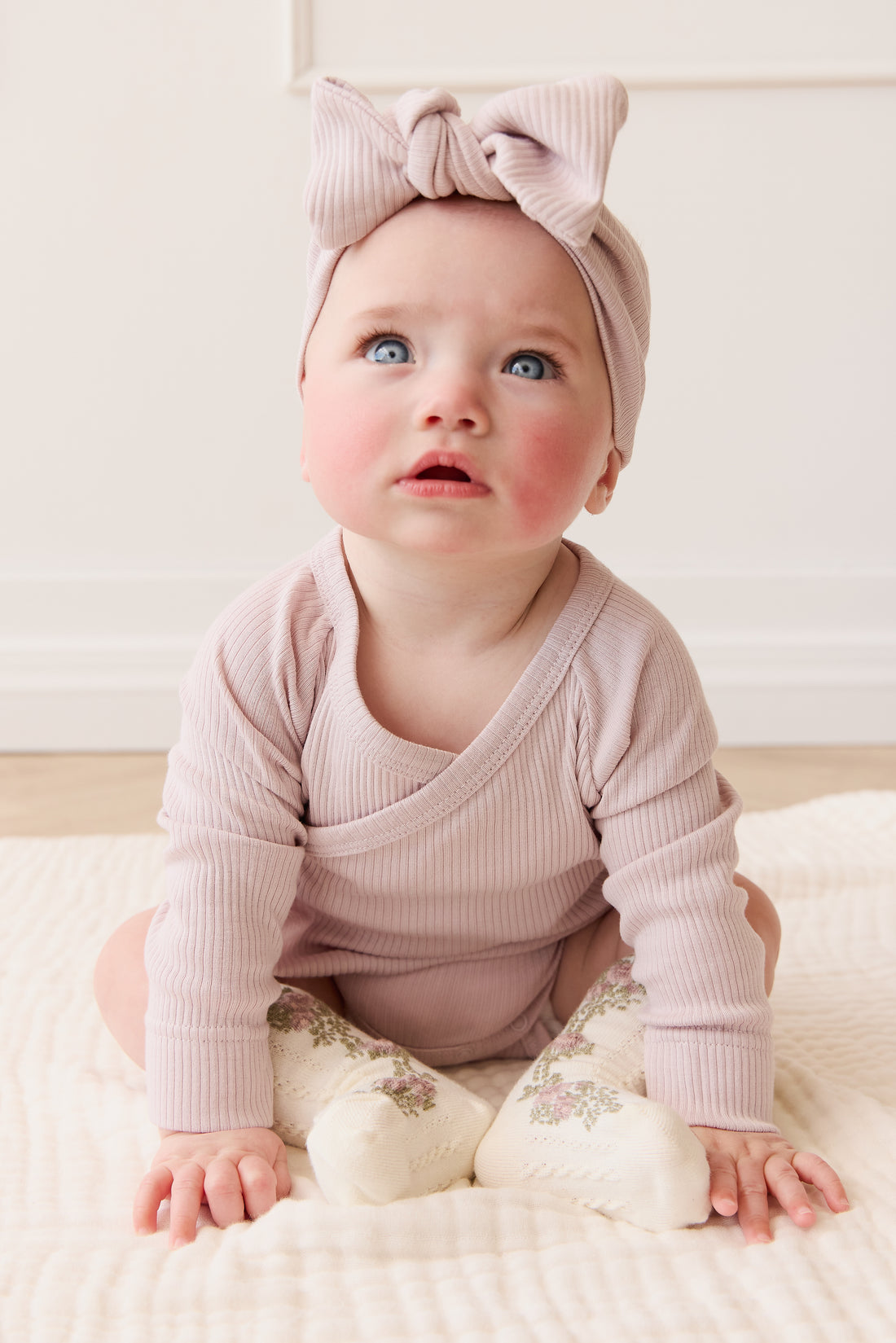 Organic Cotton Modal Marina Long Sleeve Bodysuit - Violet Tint Childrens Bodysuit from Jamie Kay NZ