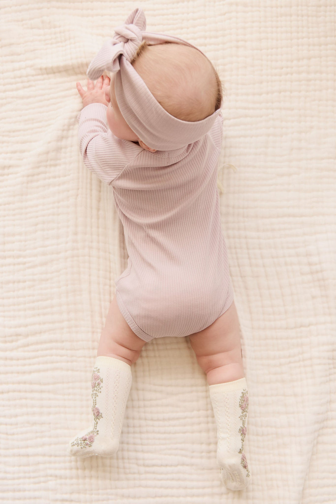 Organic Cotton Modal Marina Long Sleeve Bodysuit - Violet Tint Childrens Bodysuit from Jamie Kay NZ