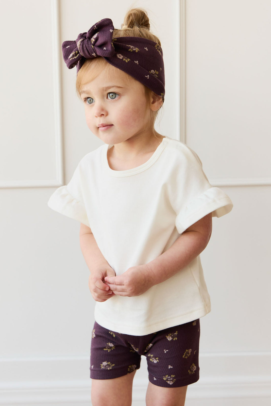 Organic Cotton Fine Rib Everyday Bike Short - Simone Huckleberry Childrens Short from Jamie Kay NZ