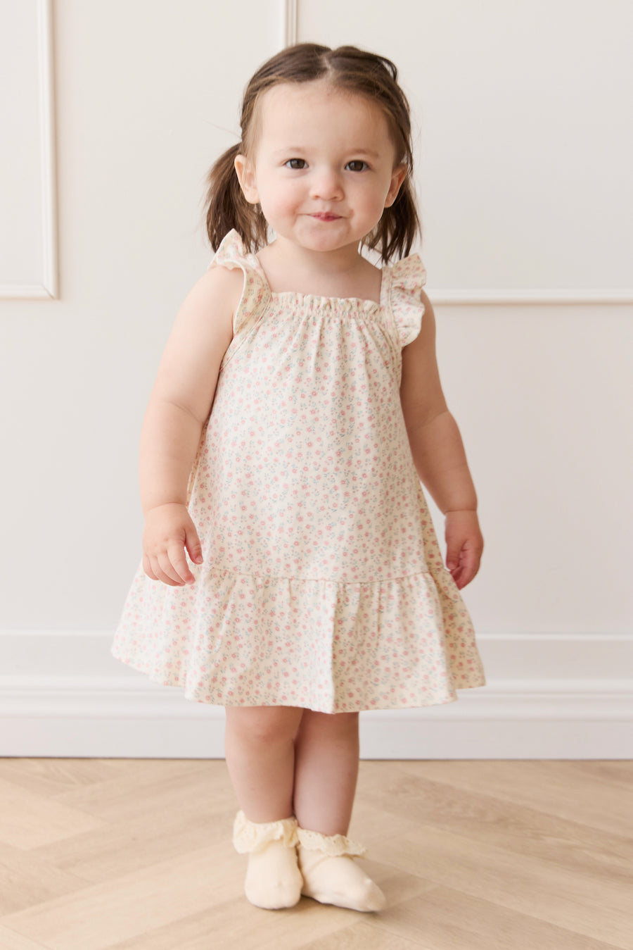 Organic Cotton Nelly Dress - Posy Garden Pink Childrens Dress from Jamie Kay NZ