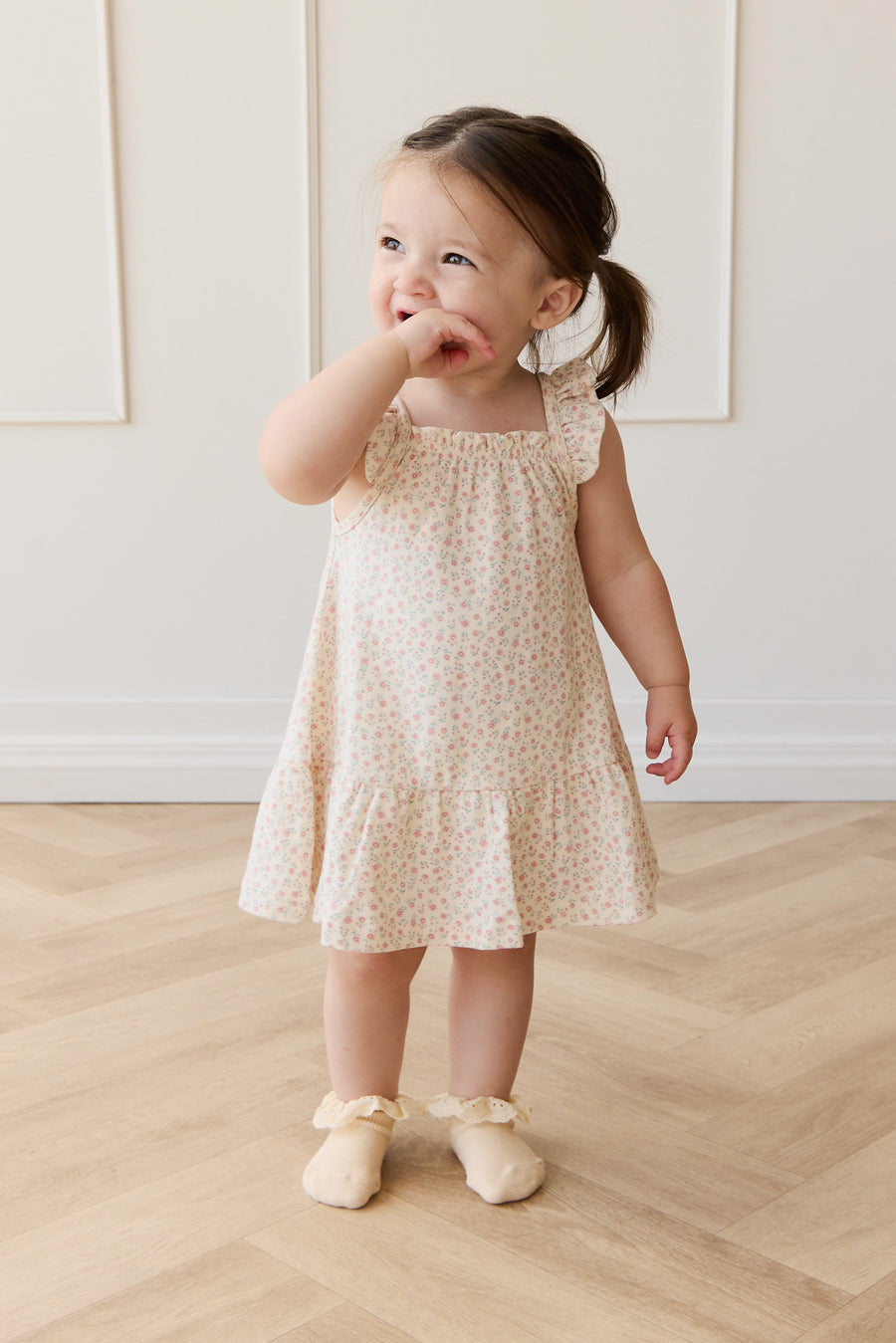 Organic Cotton Nelly Dress - Posy Garden Pink Childrens Dress from Jamie Kay NZ