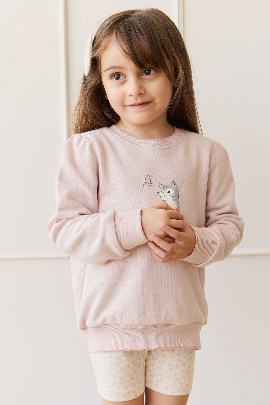 Organic Cotton Monroe Sweatshirt - Little Moon Soft Misty Rose Childrens Top from Jamie Kay NZ