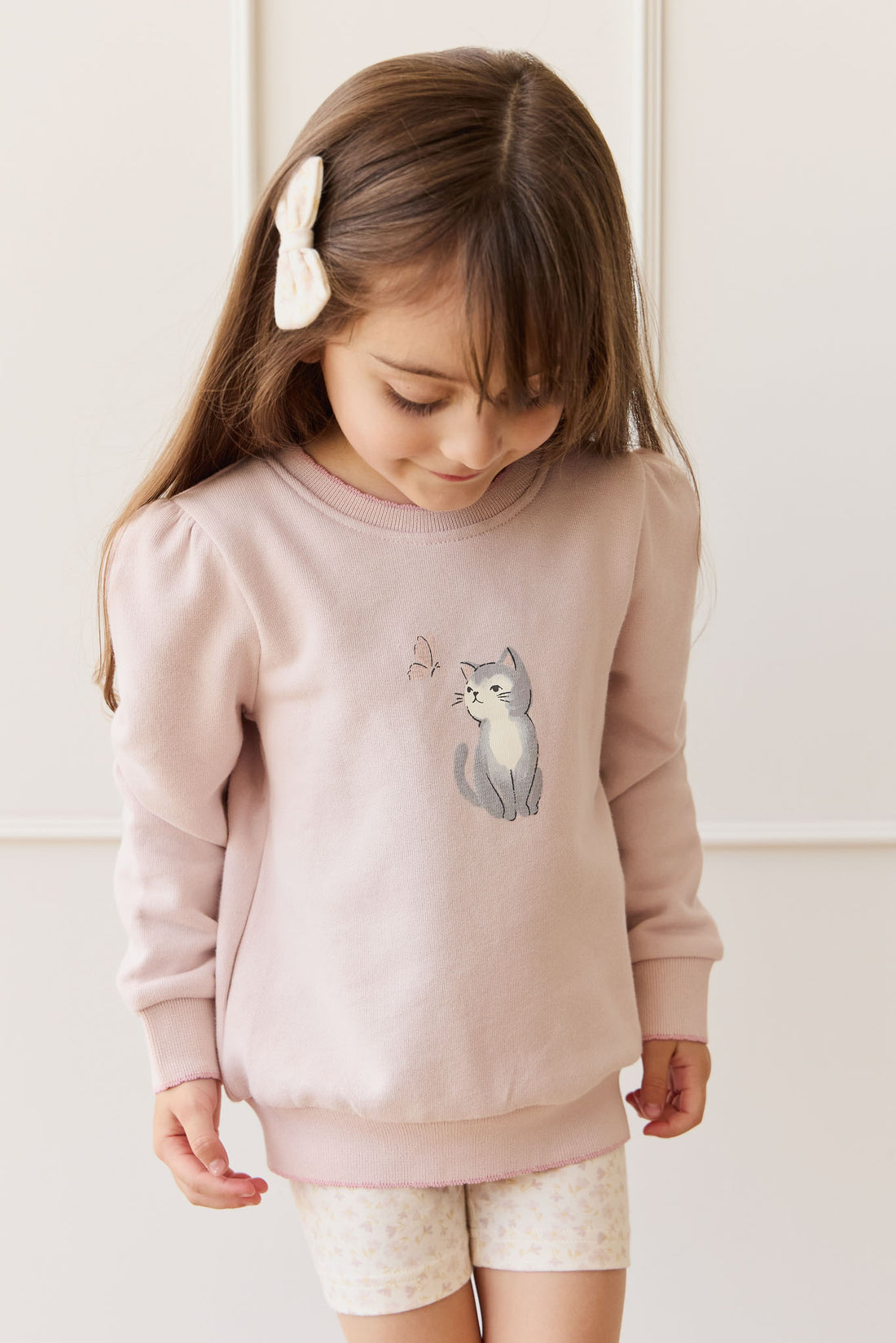 Organic Cotton Monroe Sweatshirt - Little Moon Soft Misty Rose Childrens Top from Jamie Kay NZ