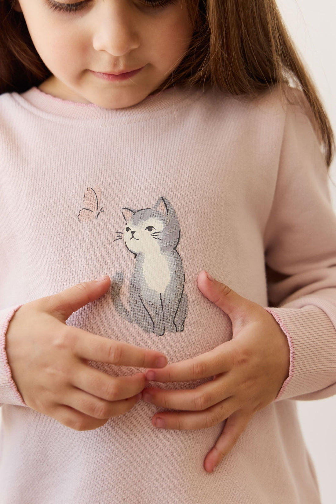 Organic Cotton Monroe Sweatshirt - Little Moon Soft Misty Rose Childrens Top from Jamie Kay NZ