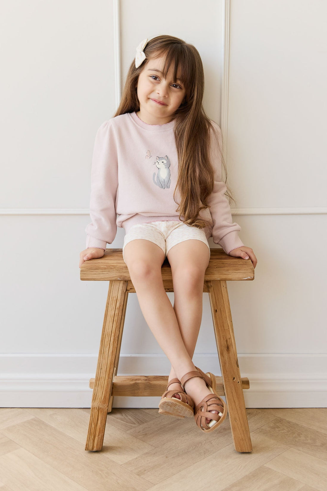Organic Cotton Monroe Sweatshirt - Little Moon Soft Misty Rose Childrens Top from Jamie Kay NZ