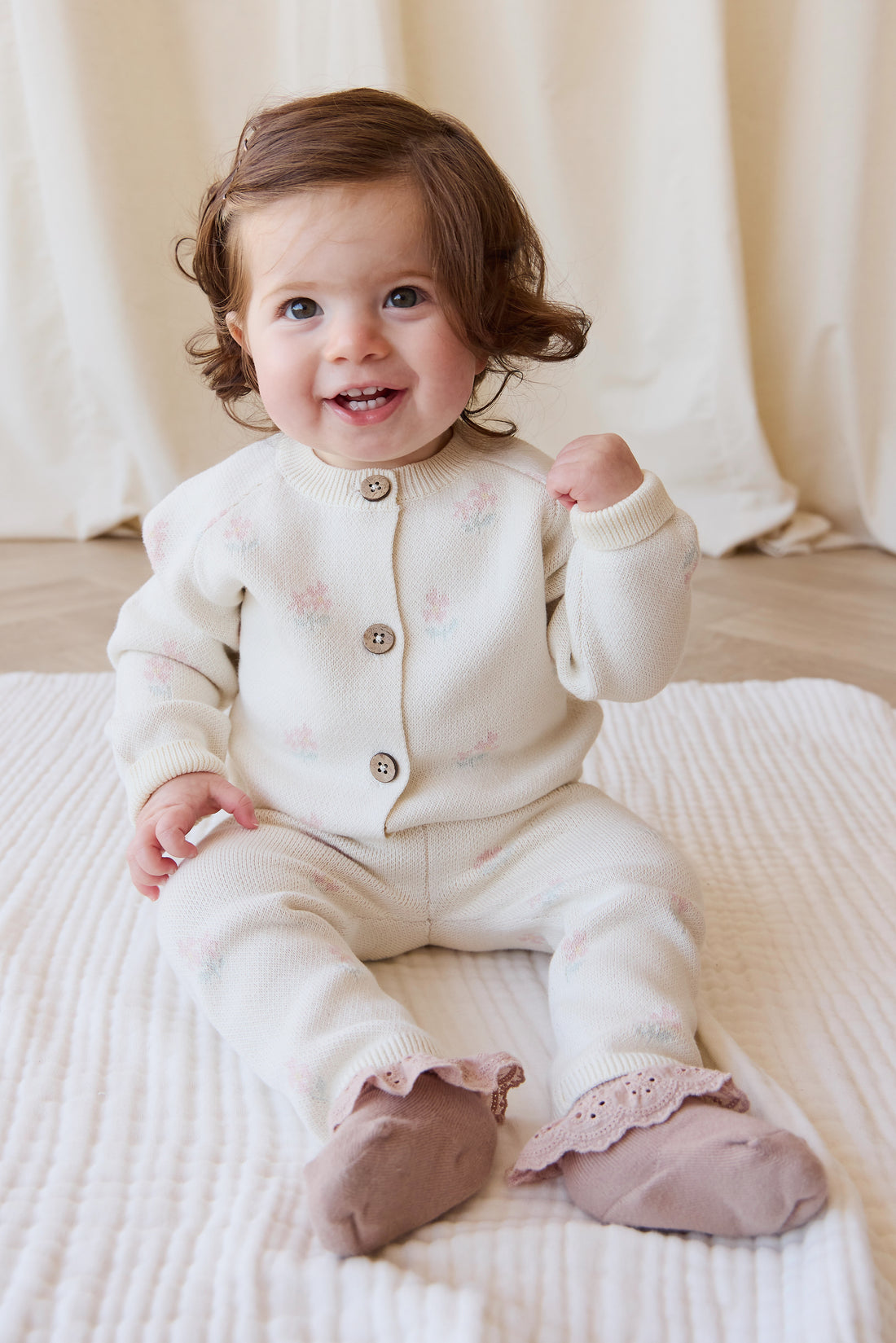 Meadow Cardigan - Larissa Egret Childrens Cardigan from Jamie Kay NZ