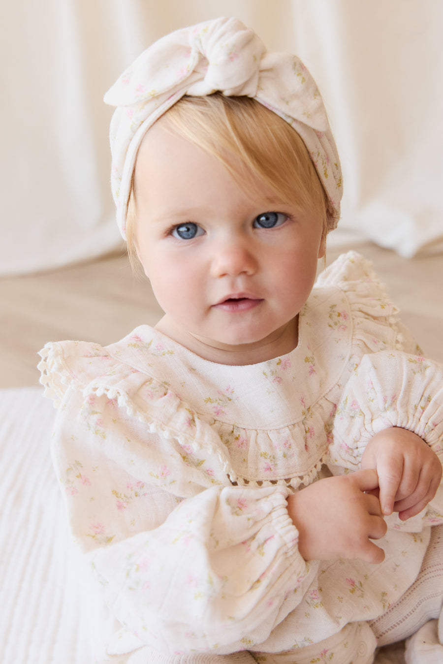 Organic Cotton Muslin Headband - Emelia Pink Childrens Headband from Jamie Kay NZ