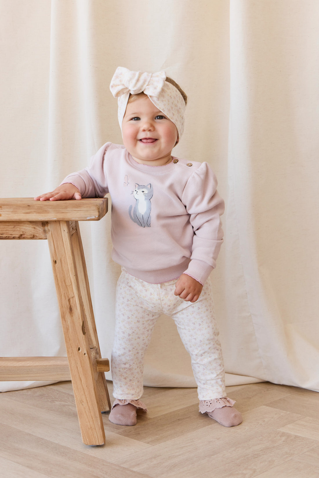 Organic Cotton Monroe Sweatshirt - Little Moon Soft Misty Rose Childrens Top from Jamie Kay NZ