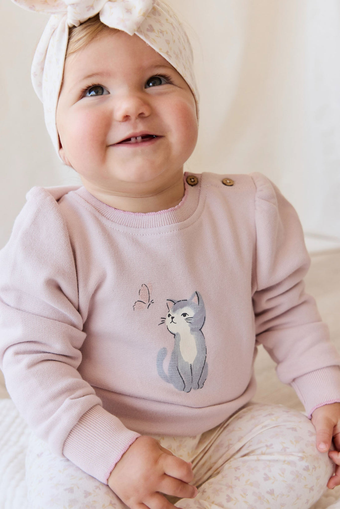 Organic Cotton Monroe Sweatshirt - Little Moon Soft Misty Rose Childrens Top from Jamie Kay NZ