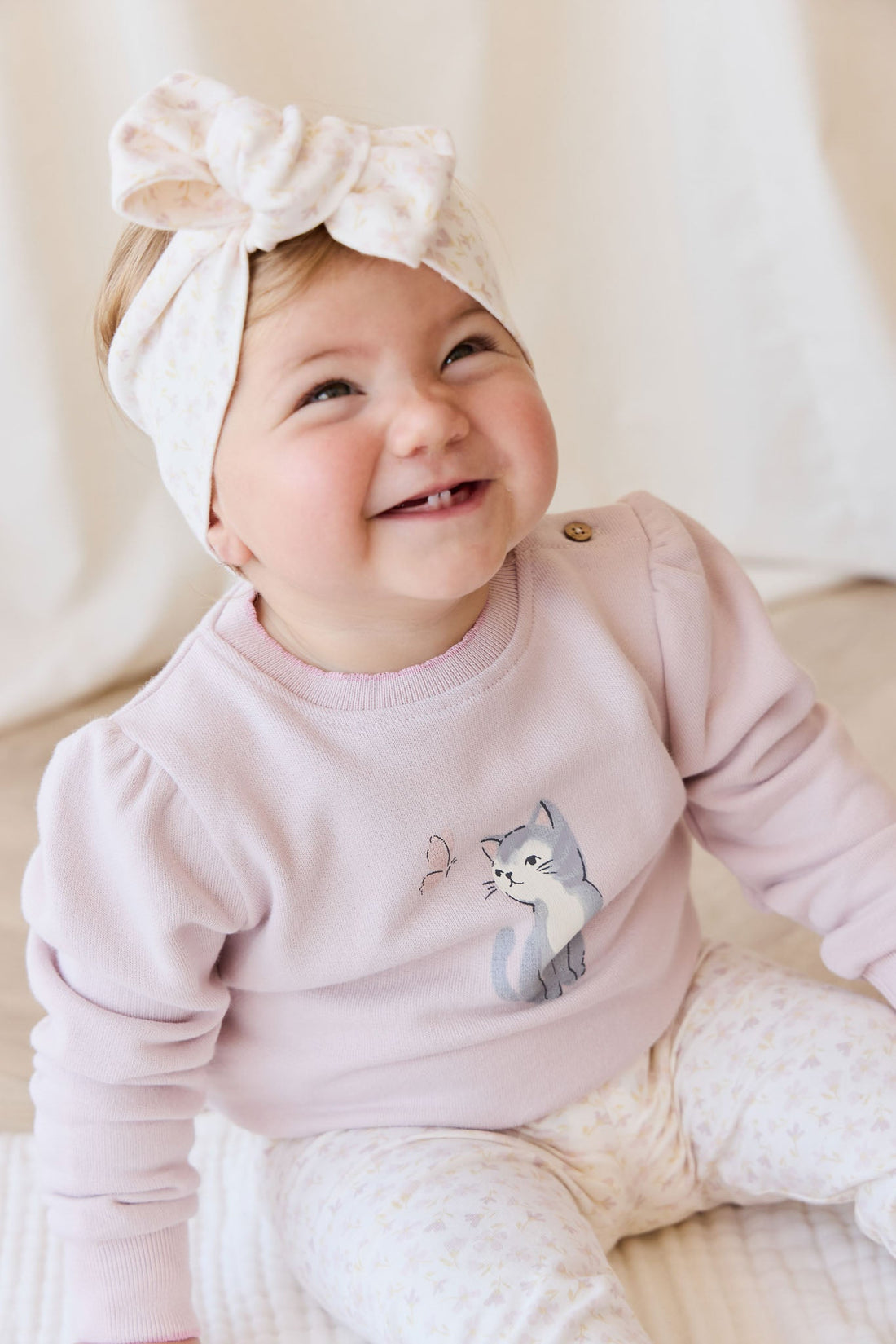 Organic Cotton Monroe Sweatshirt - Little Moon Soft Misty Rose Childrens Top from Jamie Kay NZ