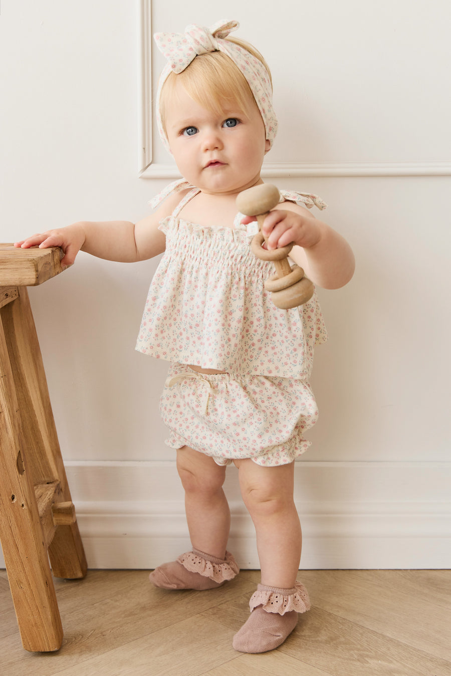 Organic Cotton Emmeline Top - Posy Garden Pink Childrens Top from Jamie Kay NZ