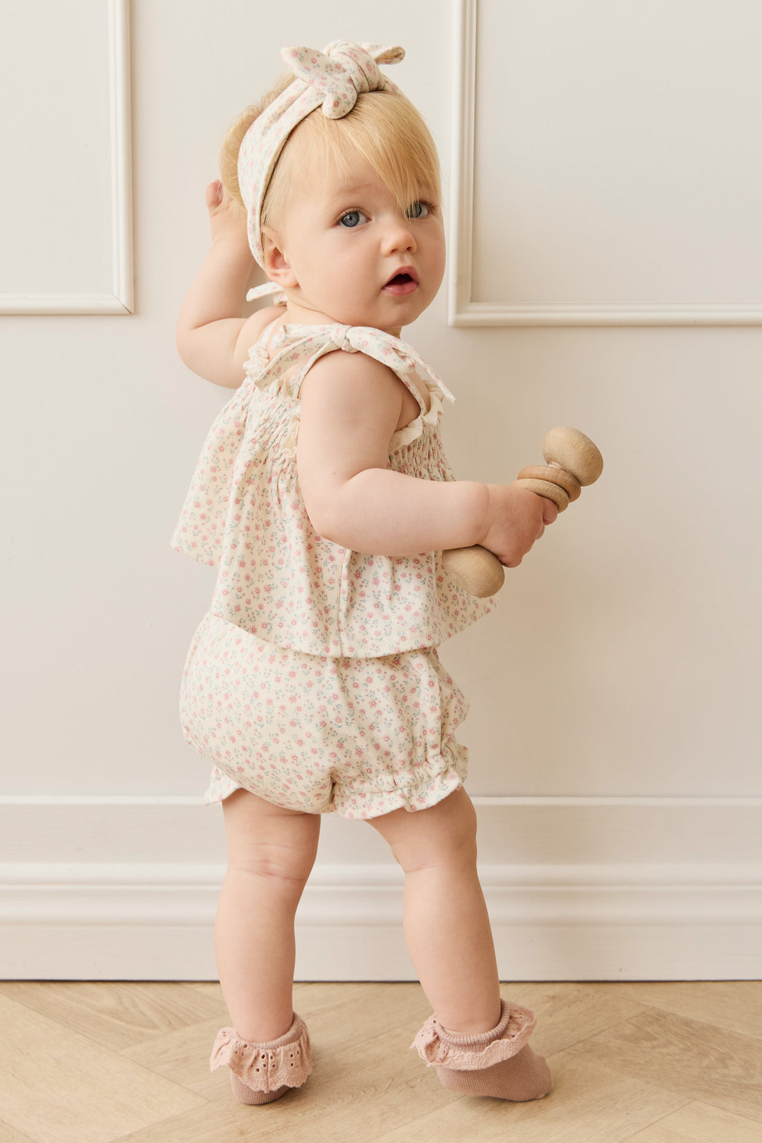 Organic Cotton Emmeline Top - Posy Garden Pink Childrens Top from Jamie Kay NZ