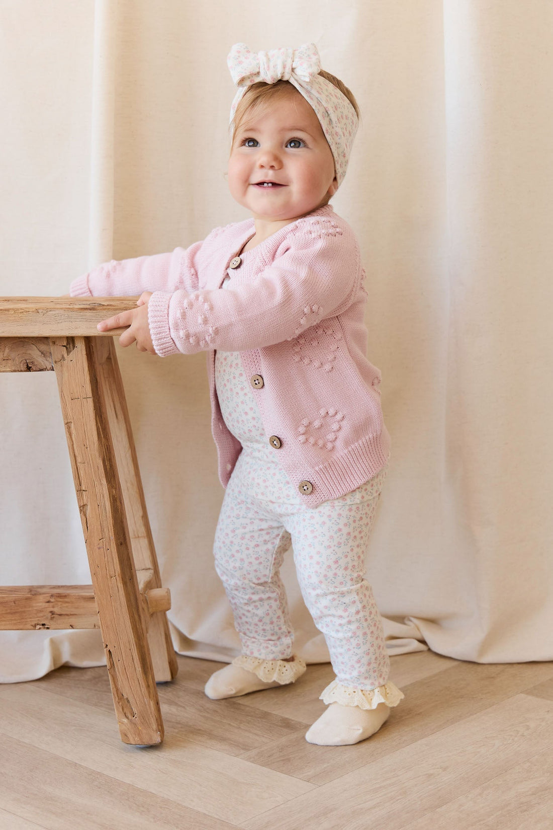Organic Cotton Everyday Legging - Posy Garden Pink Childrens Legging from Jamie Kay NZ