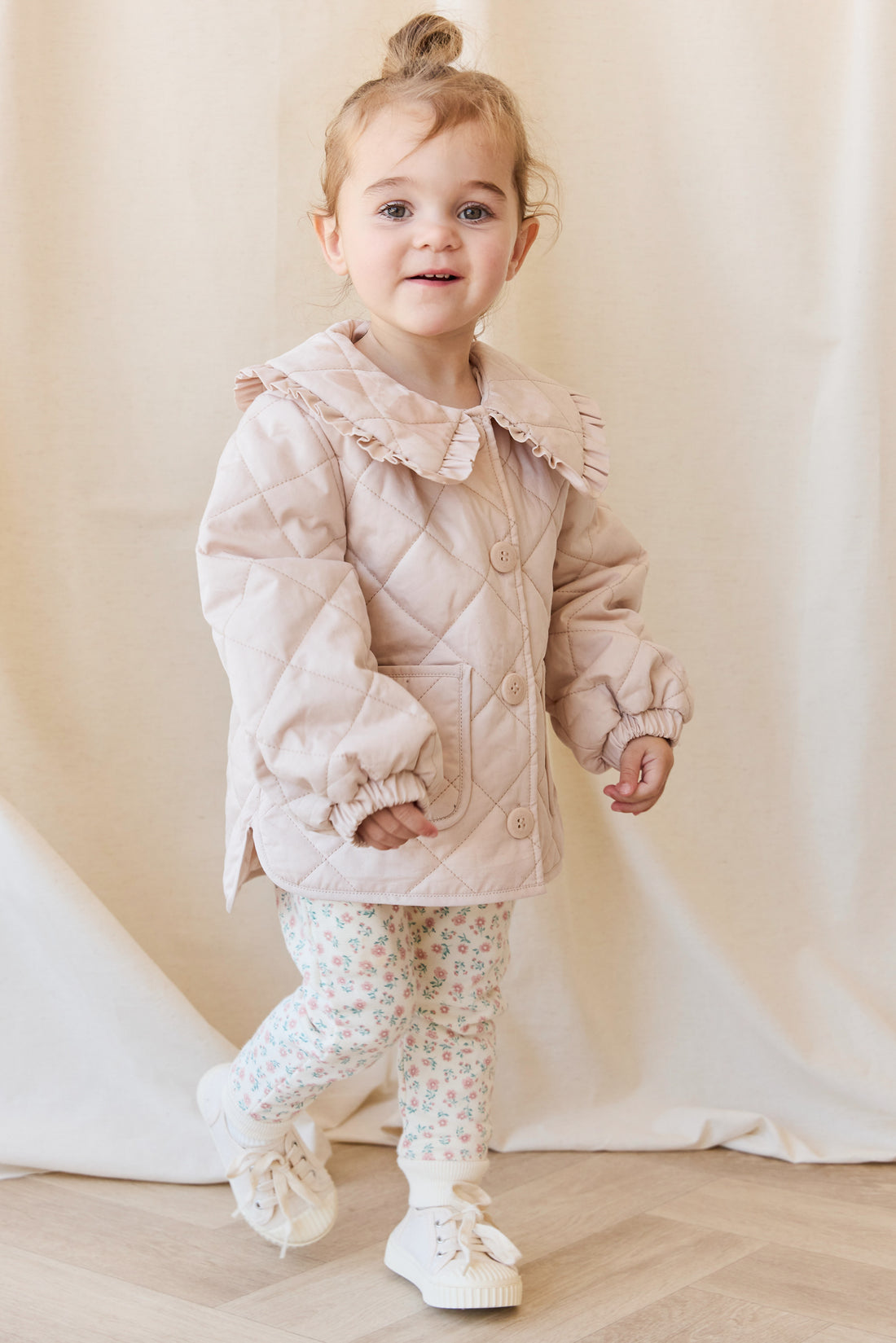 Organic Cotton Lilith Track Pant - Posy Garden Pink Childrens Pant from Jamie Kay NZ