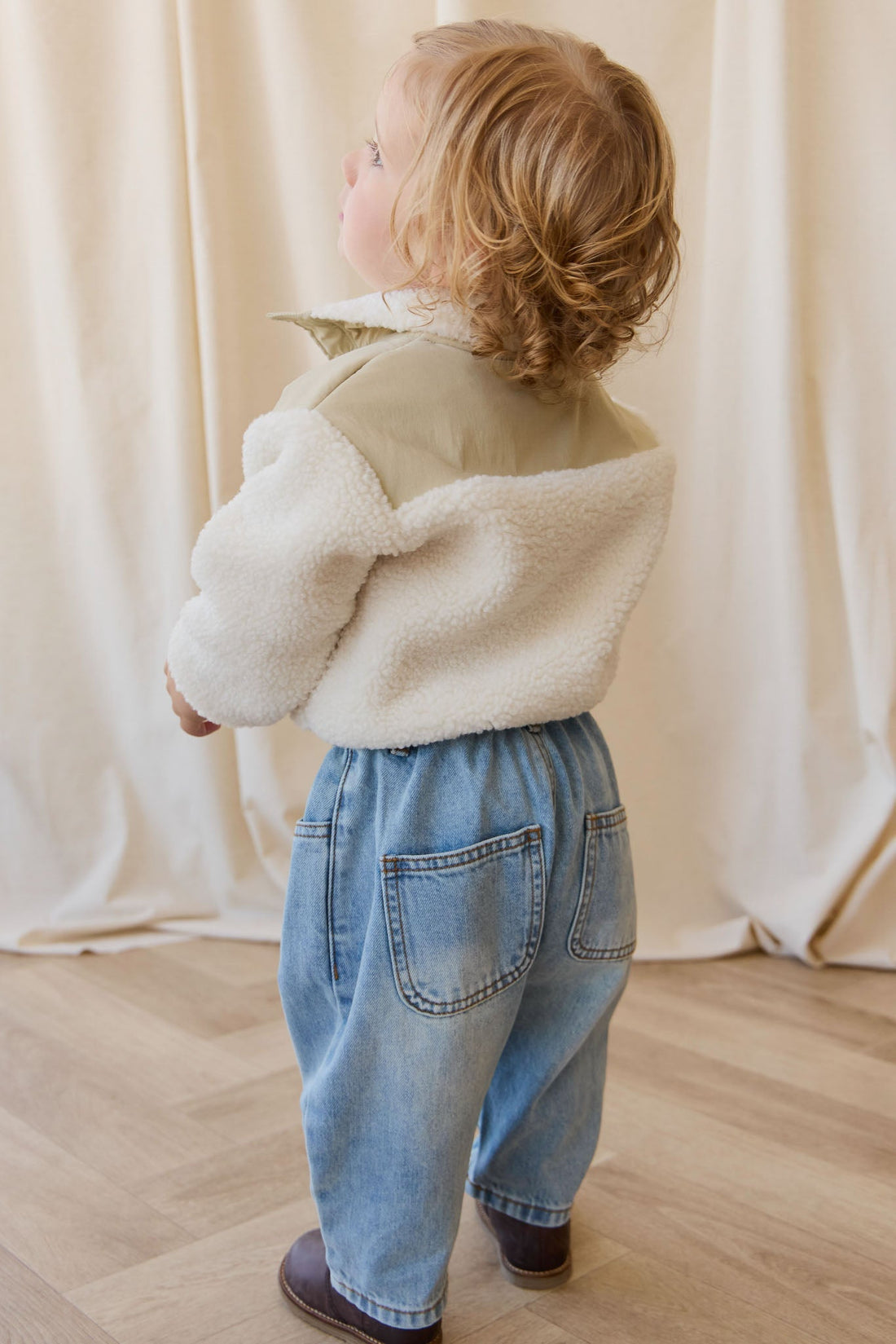 Mackenzie Sherpa Top - Natural/Sandy Brown Childrens Jacket from Jamie Kay NZ