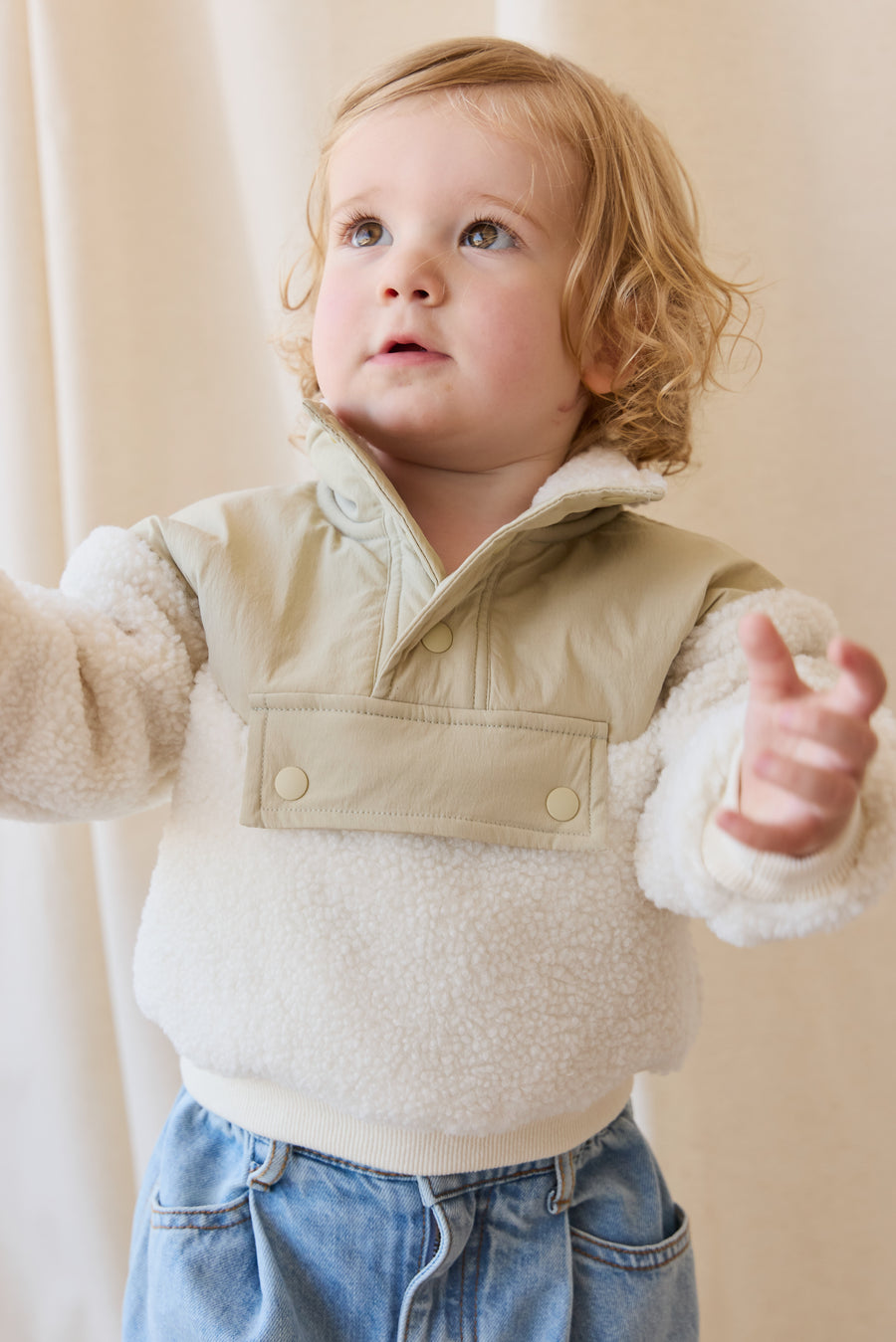 Mackenzie Sherpa Top - Natural/Sandy Brown Childrens Jacket from Jamie Kay NZ