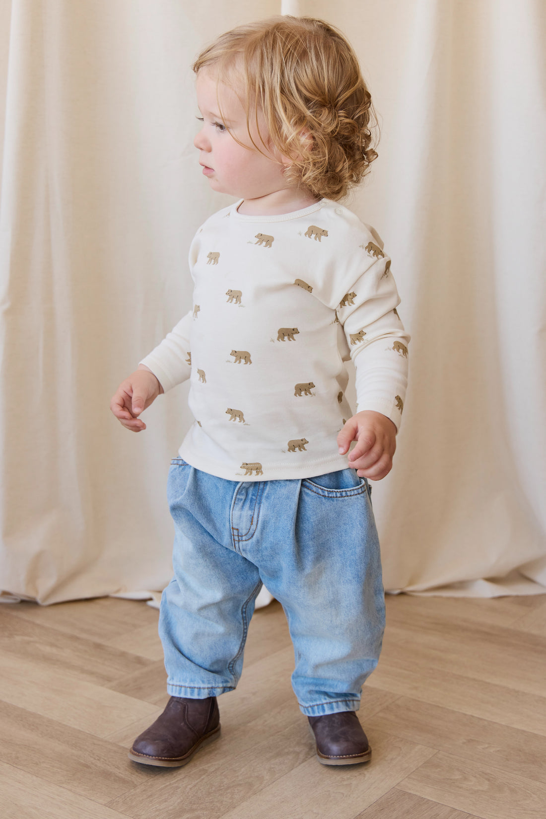 Pima Cotton Arnold Long Sleeve Top - Cub Walk Samoyed Childrens Top from Jamie Kay NZ