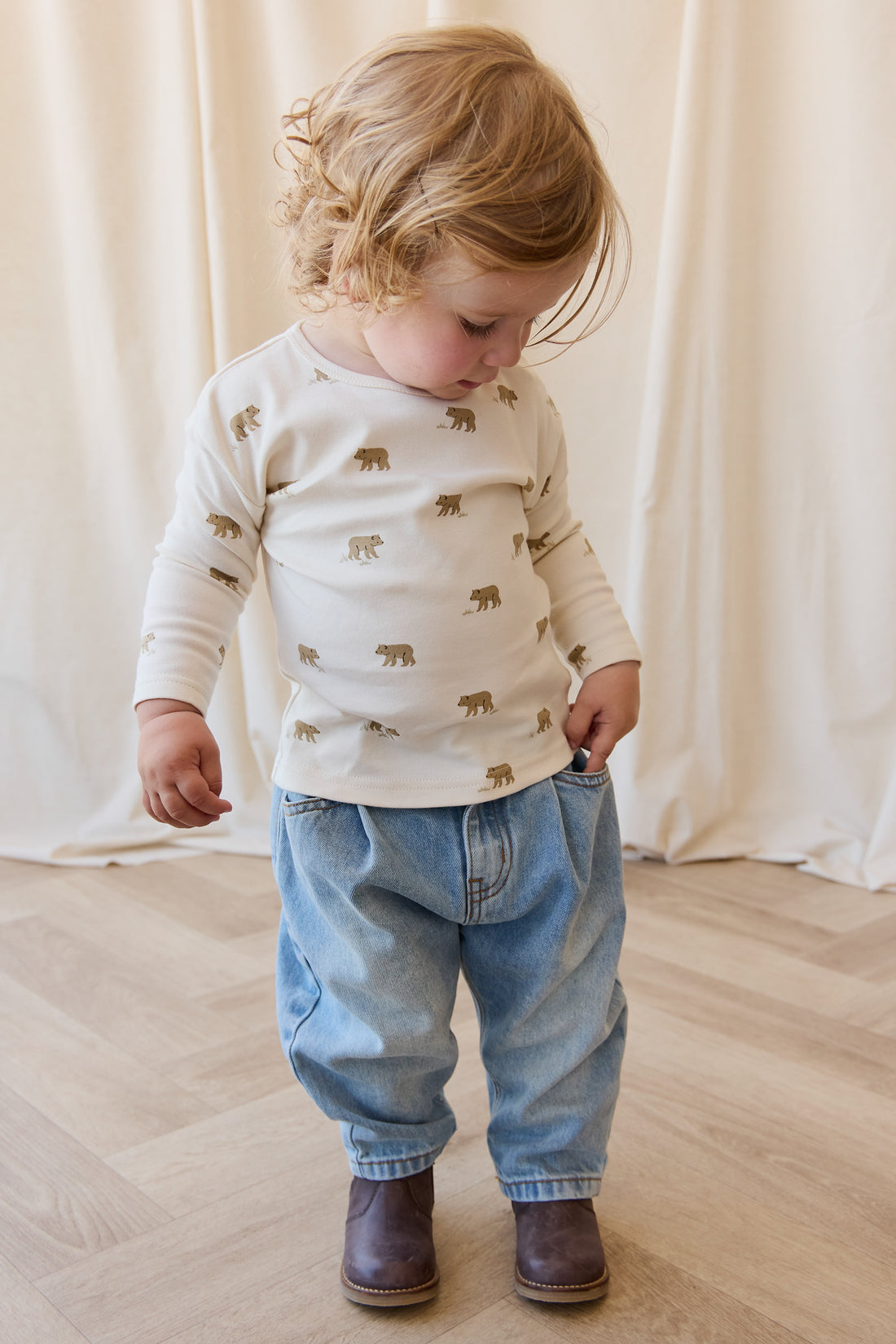 Pima Cotton Arnold Long Sleeve Top - Cub Walk Samoyed Childrens Top from Jamie Kay NZ