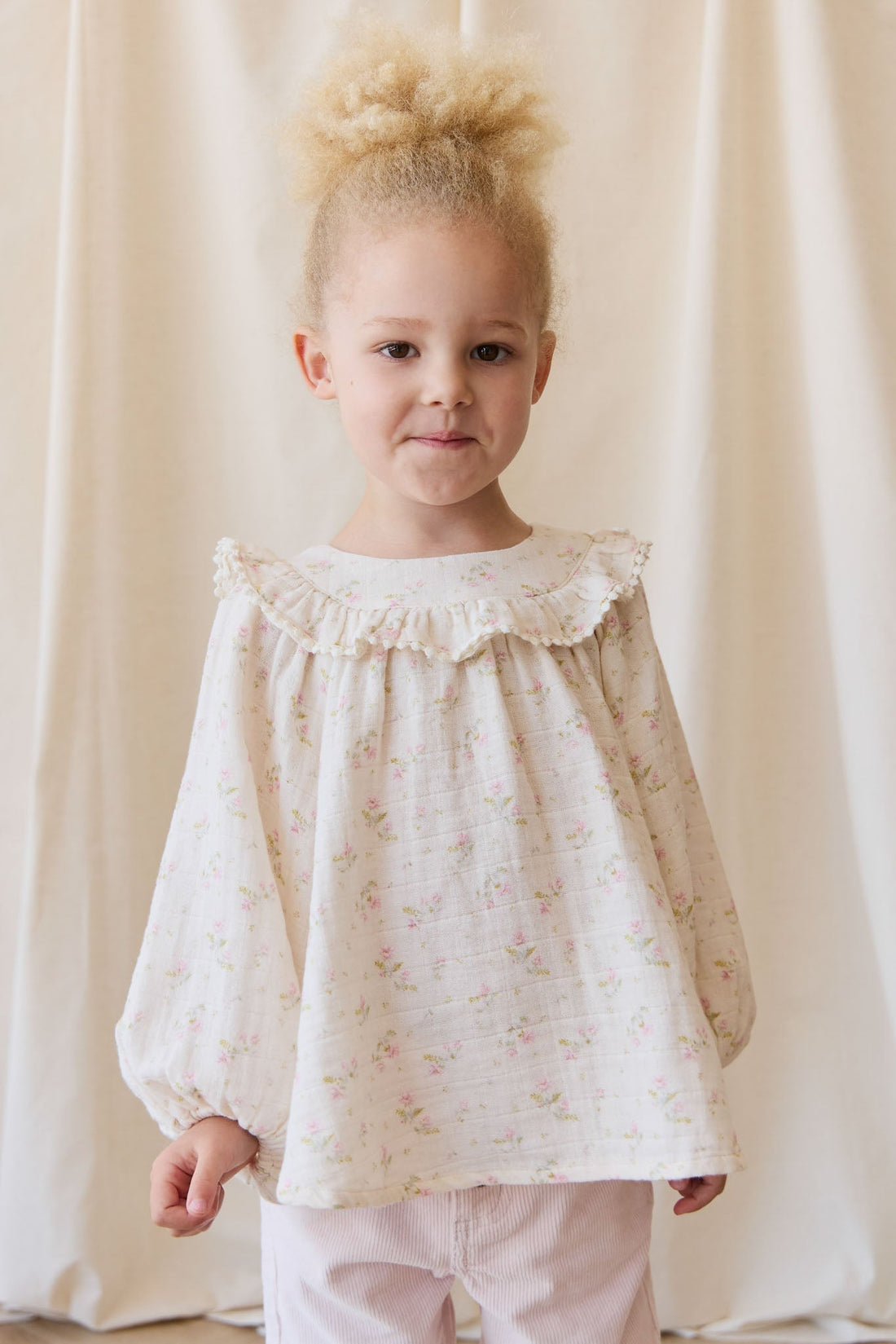 Organic Cotton Muslin Cleo Blouse - Emelia Pink Childrens Top from Jamie Kay NZ