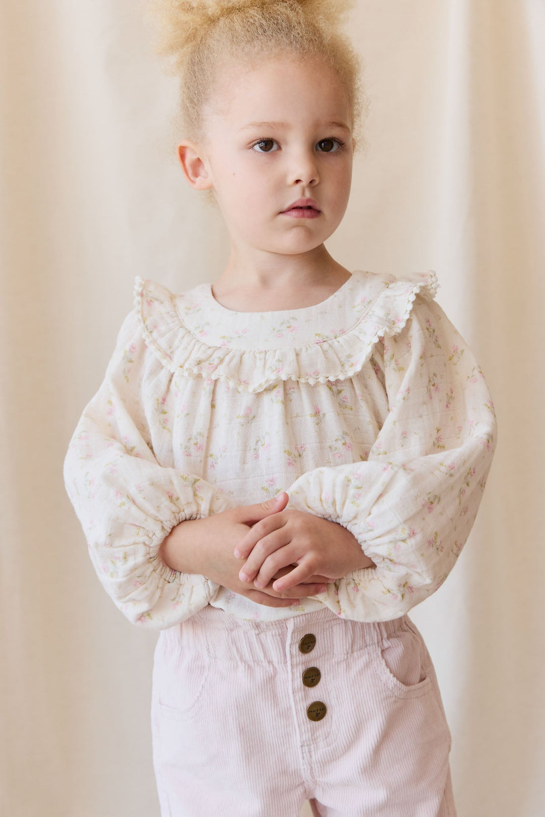 Organic Cotton Muslin Cleo Blouse - Emelia Pink Childrens Top from Jamie Kay NZ