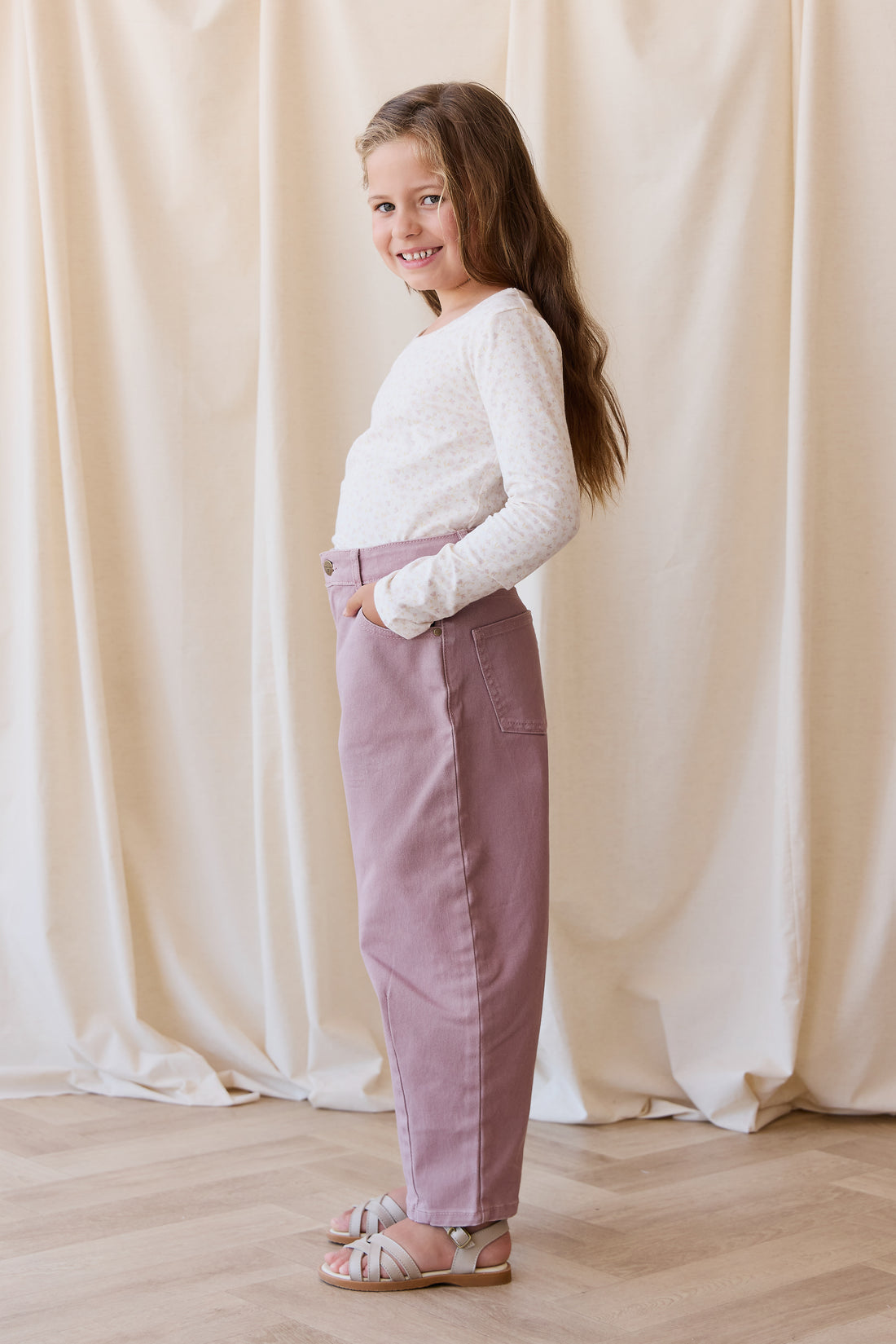 Organic Cotton Long Sleeve Top - Aries Mauve Childrens Top from Jamie Kay NZ