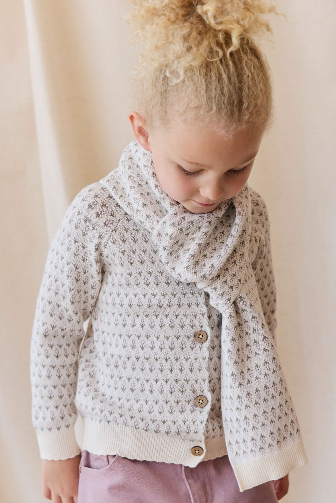 Savannah Jacquard Cardigan - Sheer Pink Childrens Cardigan from Jamie Kay NZ