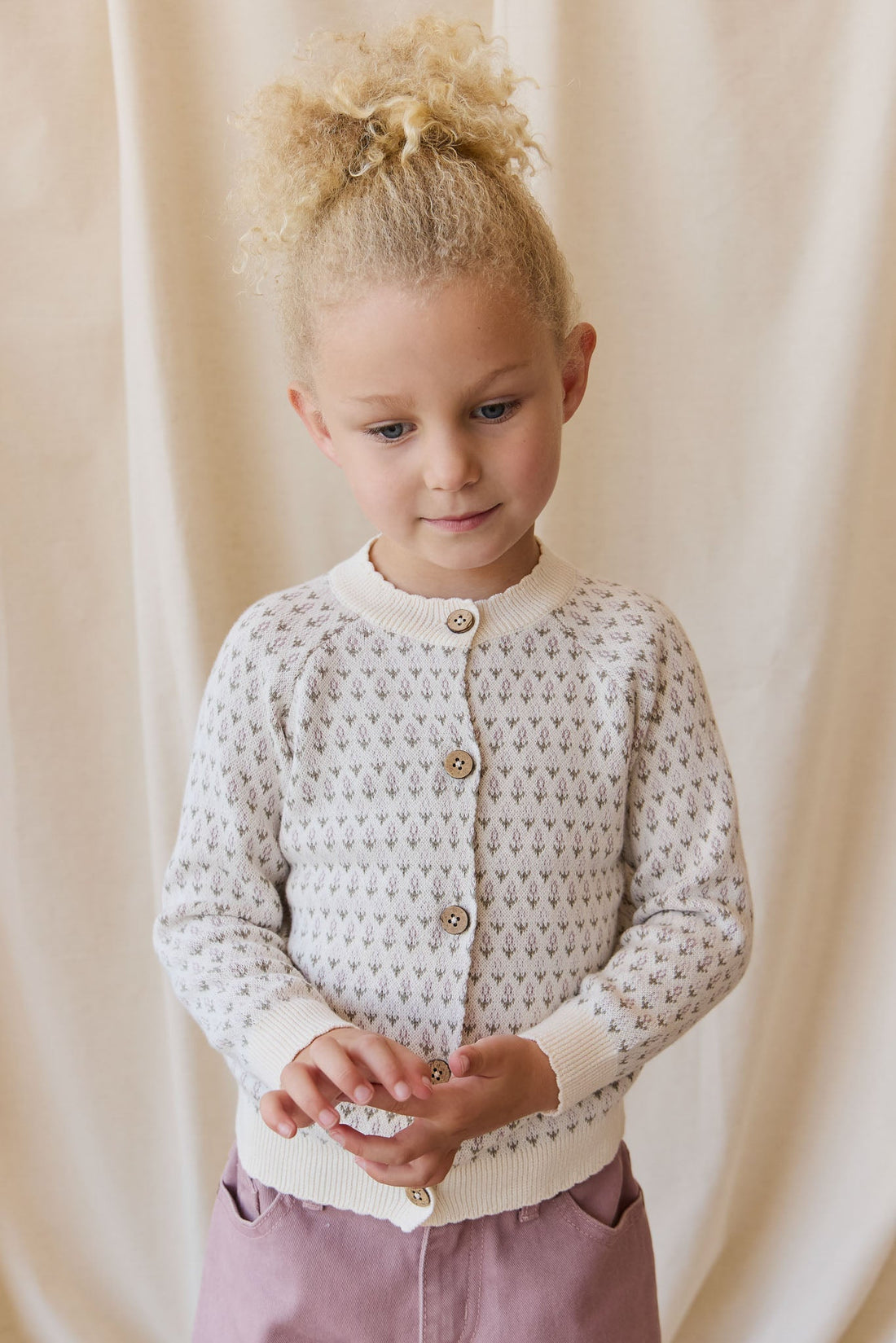 Savannah Jacquard Cardigan - Sheer Pink Childrens Cardigan from Jamie Kay NZ